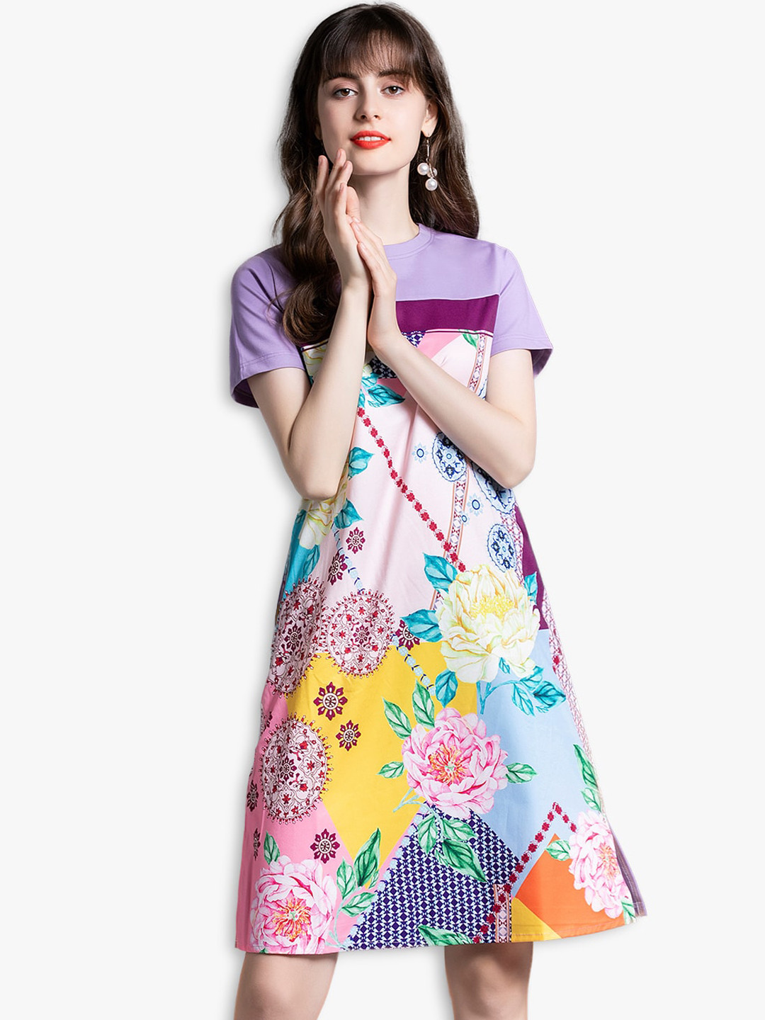 

JC Collection Purple Floral Printed Dress