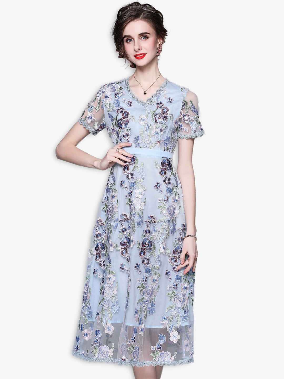 

JC Collection Blue & White Floral Midi Dress