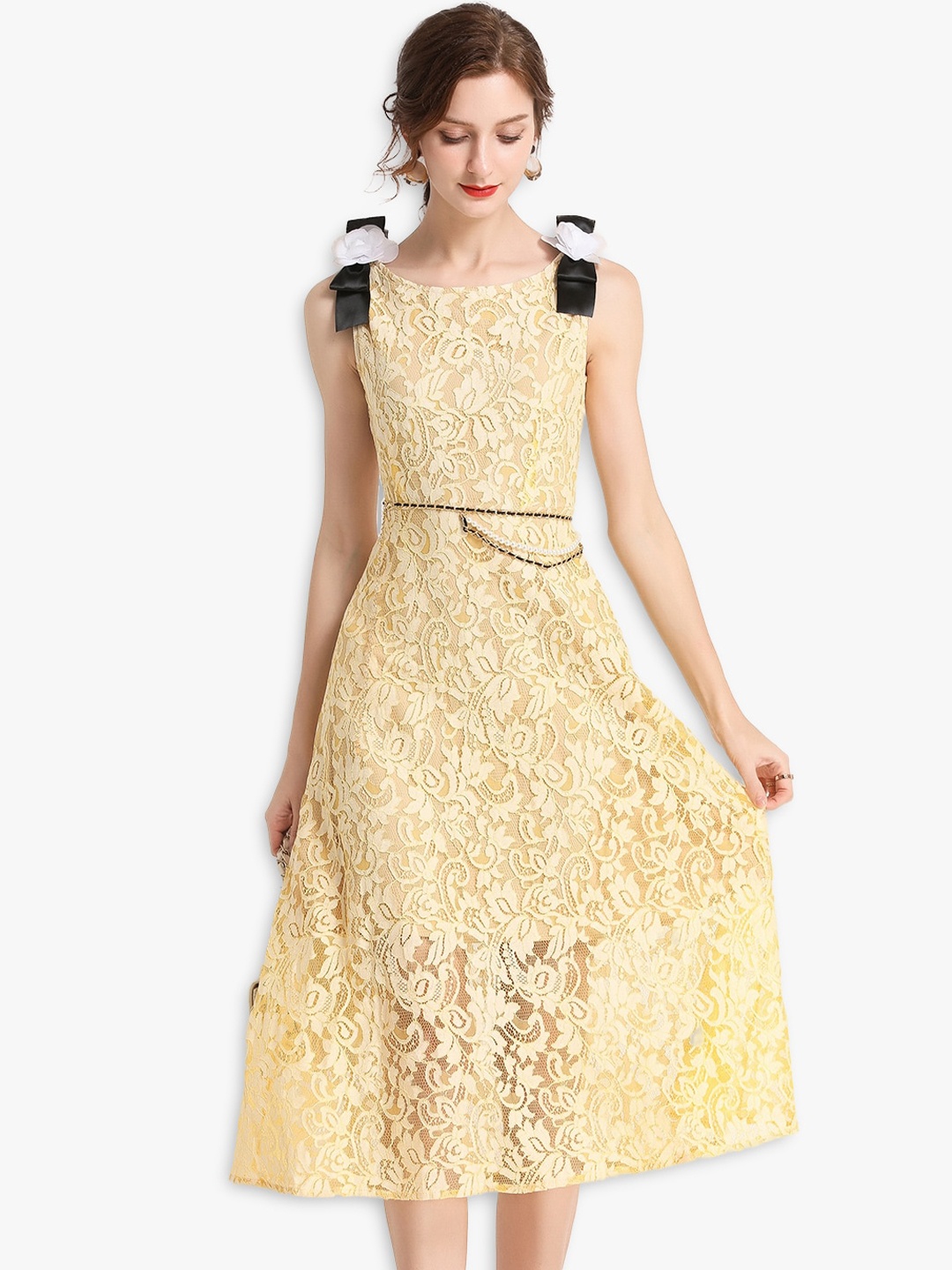 

JC Collection Yellow Floral Midi Dress