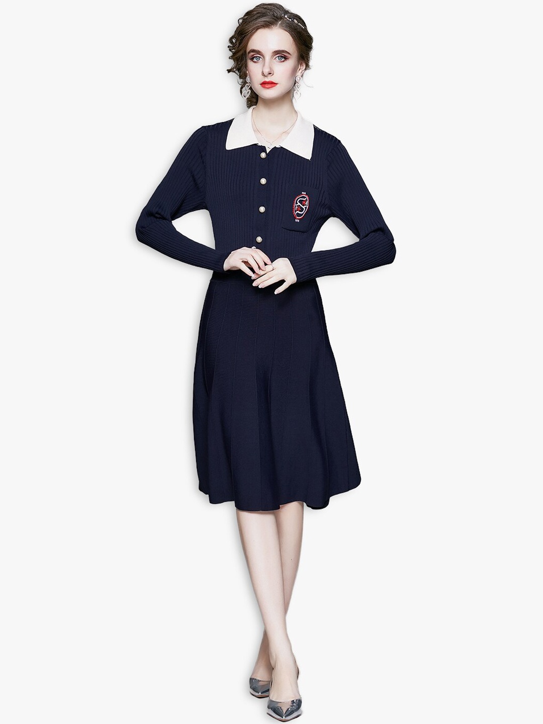 

JC Collection Women Navy Blue Fit and Flare Dress