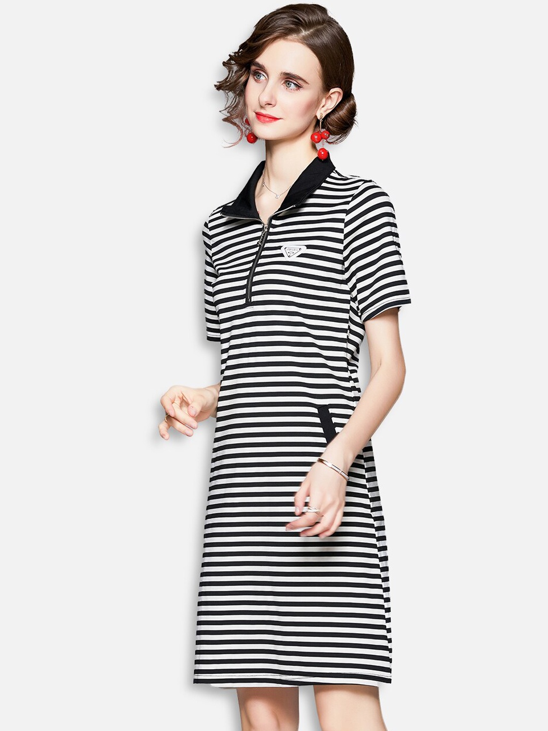 

JC Collection Black Striped T-shirt Dress