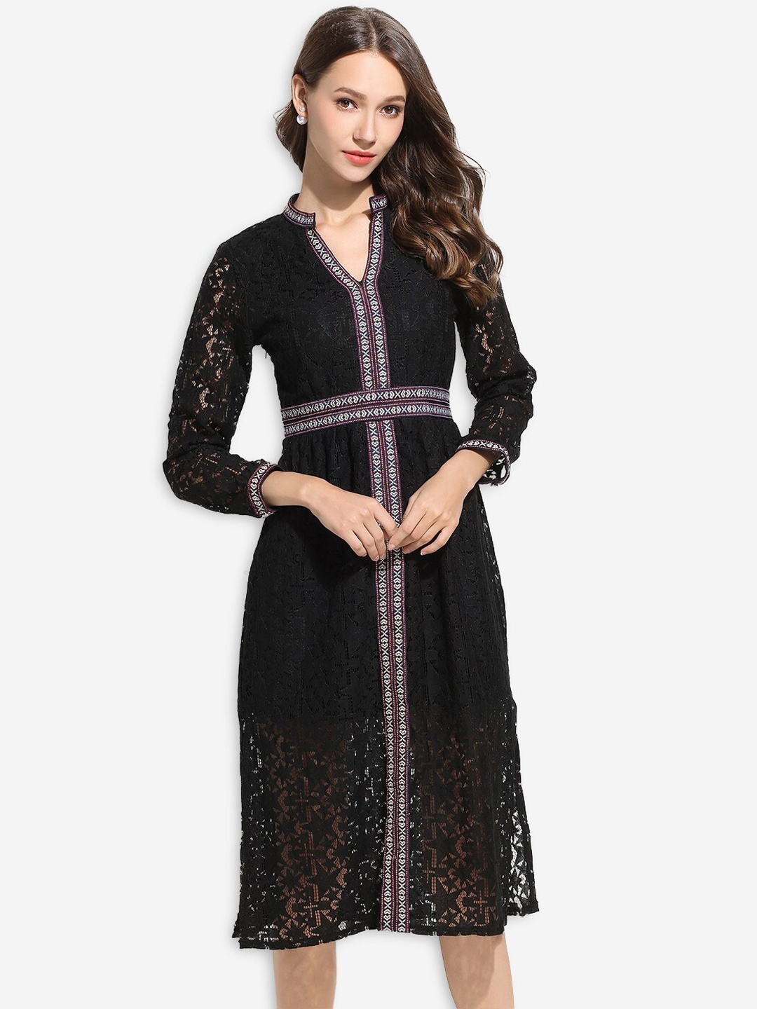

JC Collection Women Black Midi Dress