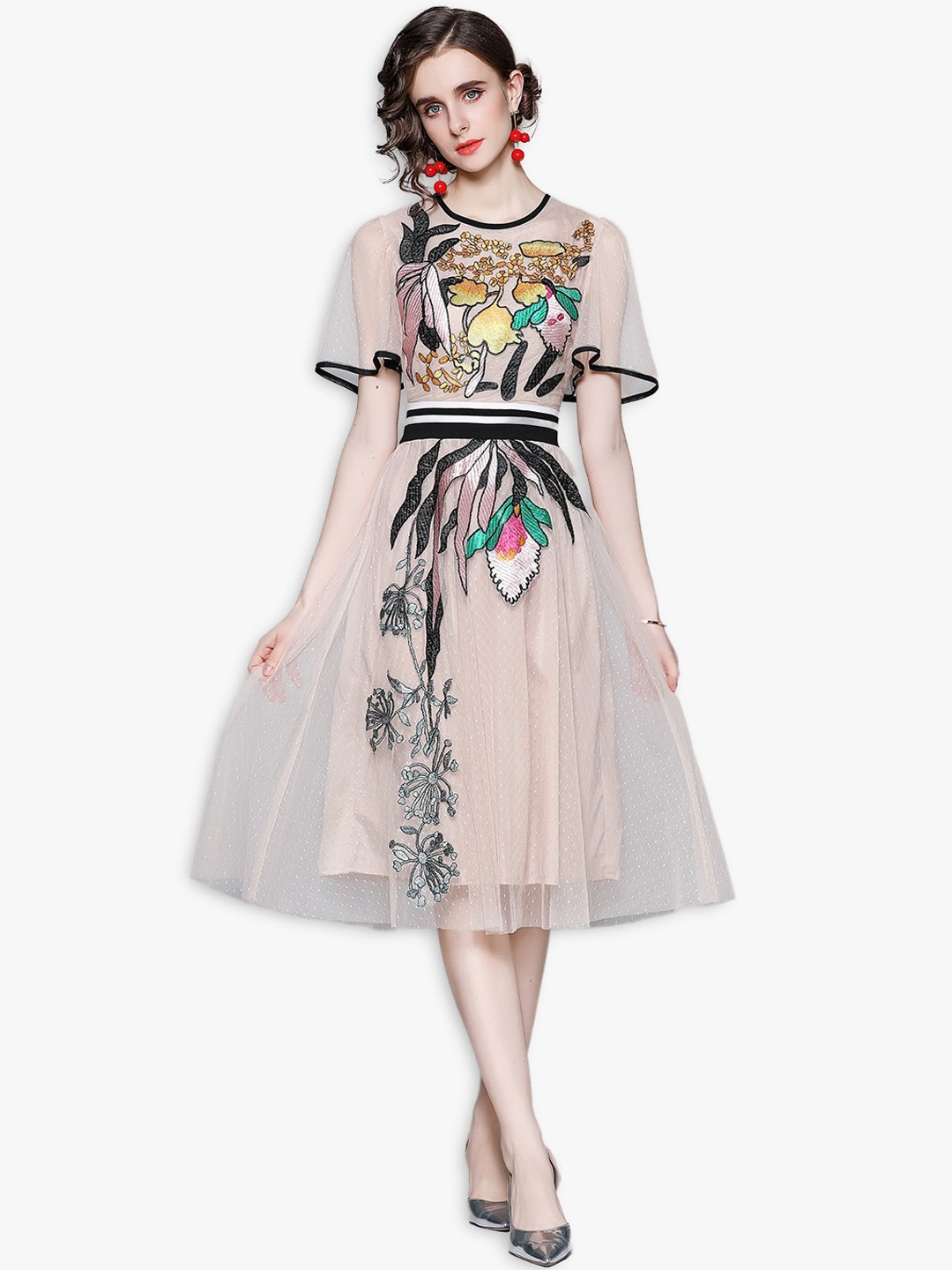 

JC Collection Cream-Coloured Floral Dress