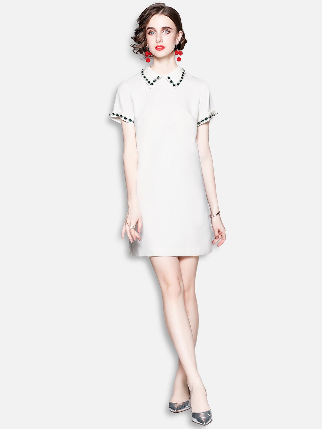 

JC Collection White Solid T-shirt Dress