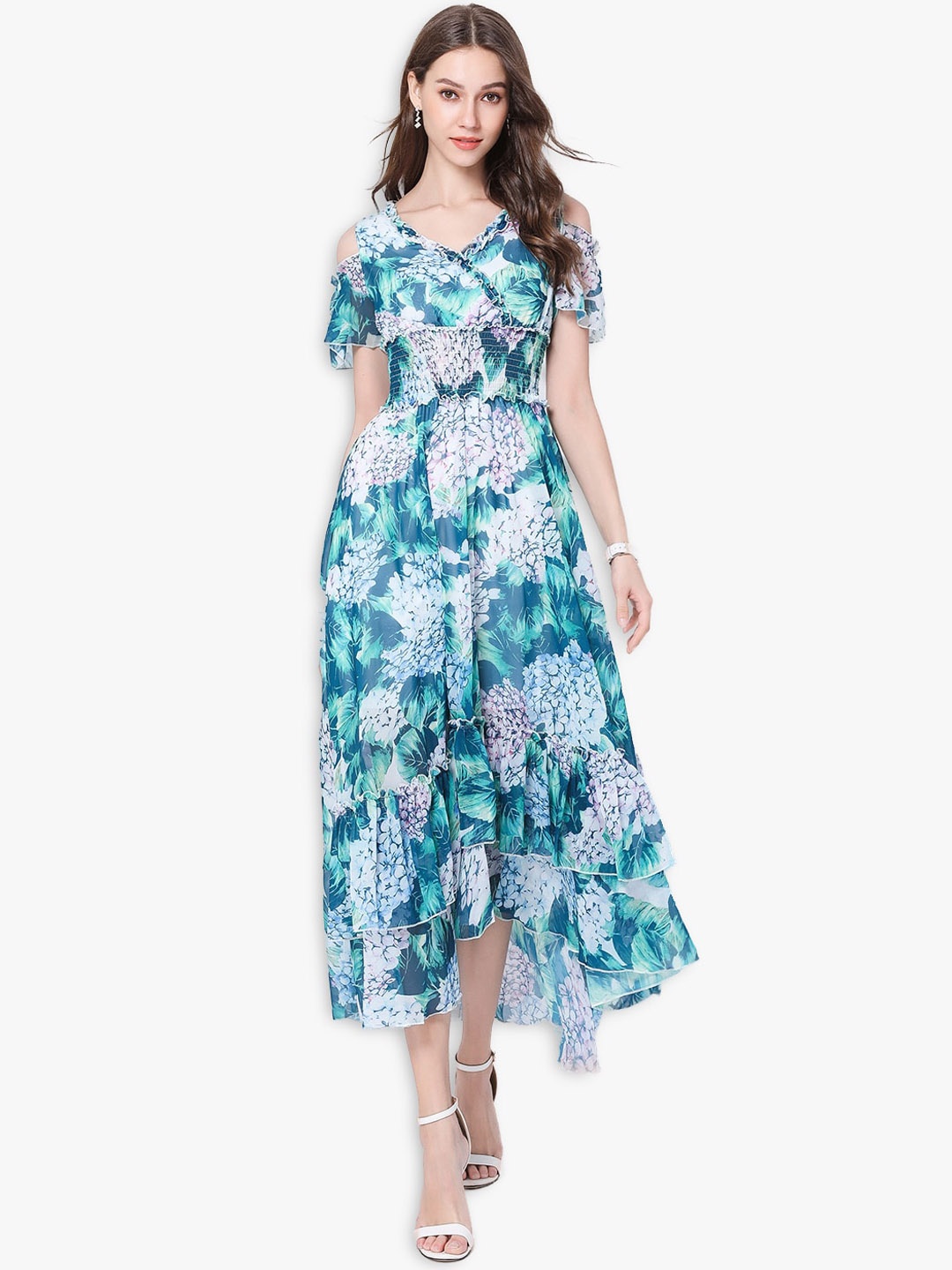 

JC Collection Women Green Floral Midi Dress