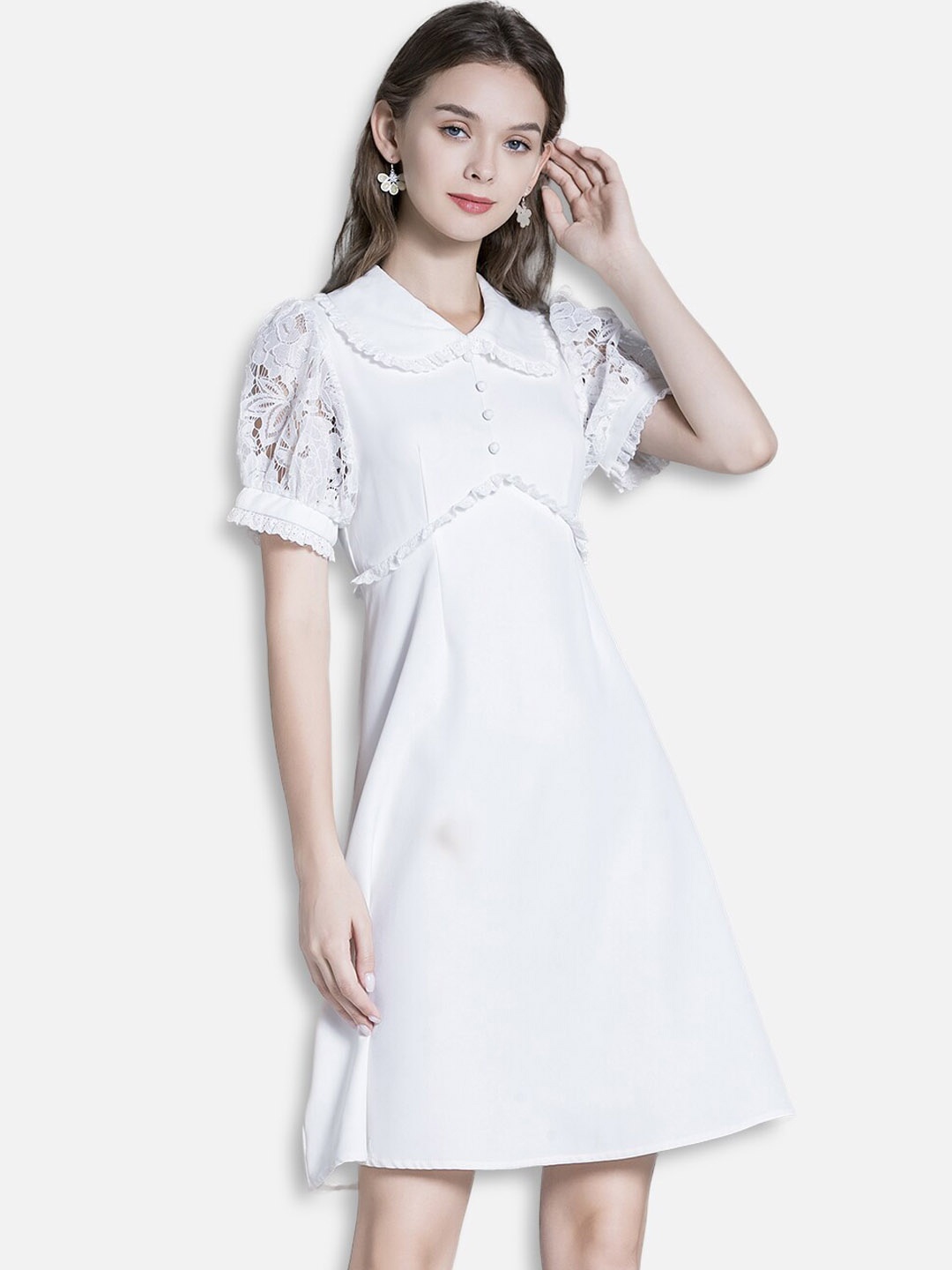 

JC Collection White Peter Pan Collar Dress