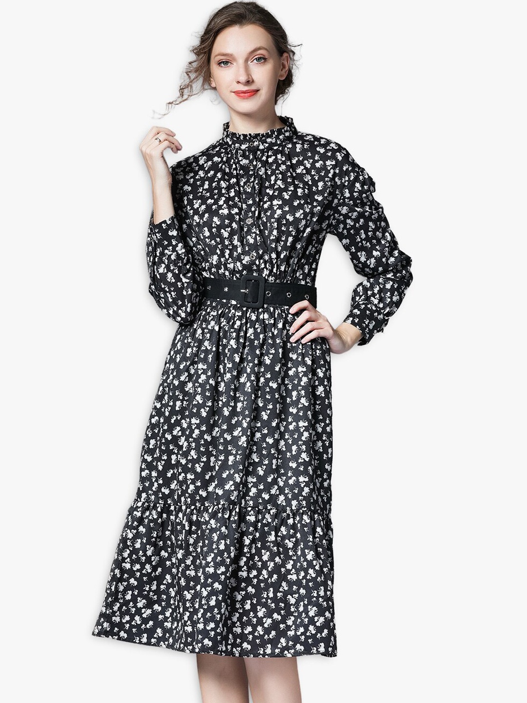

JC Collection Black & White Floral Dress