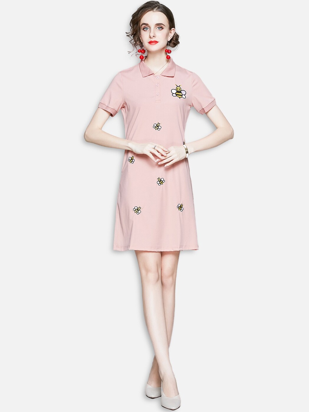 

JC Collection Pink Embroidered T-shirt Dress