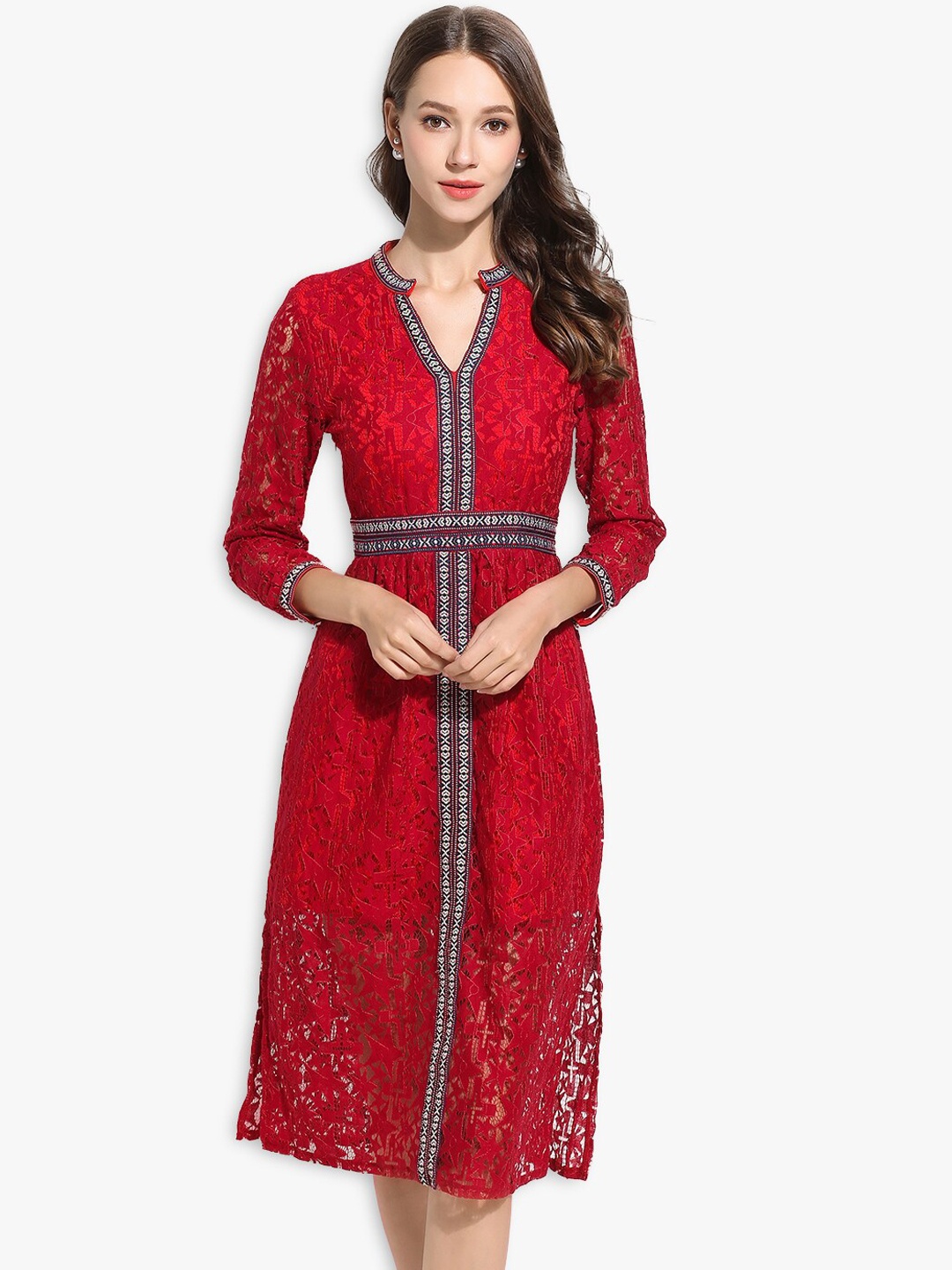 

JC Collection Women Red A-Line Dress