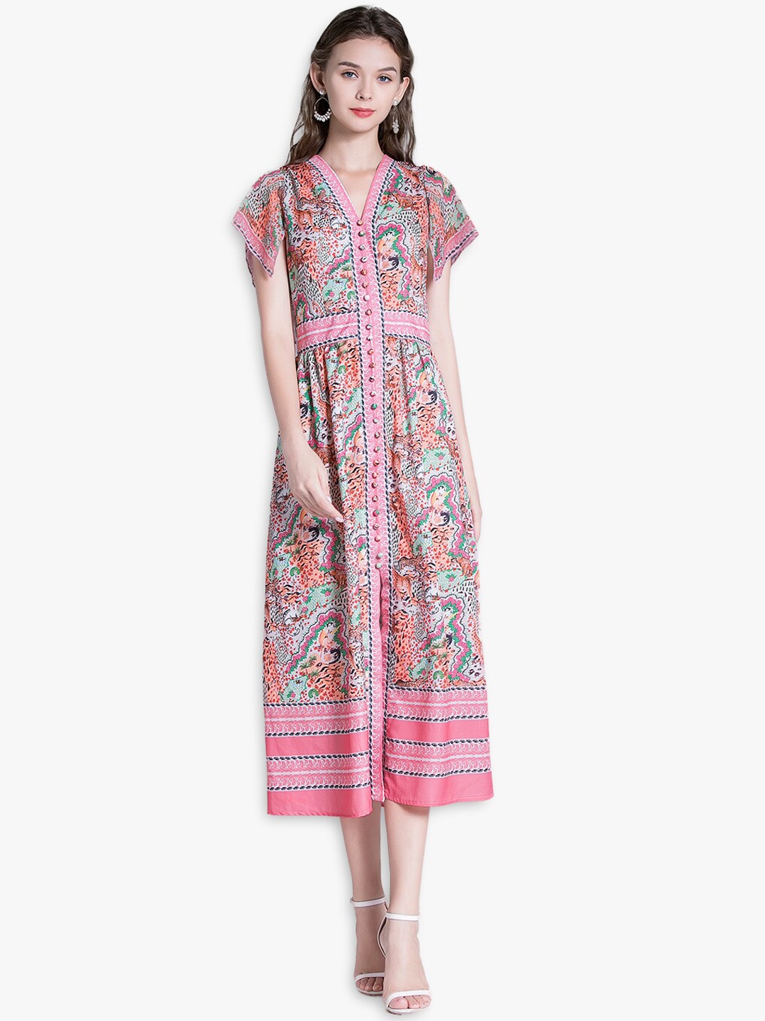 

JC Collection Multicoloured Ethnic Motifs A-Line Midi Dress, Multi