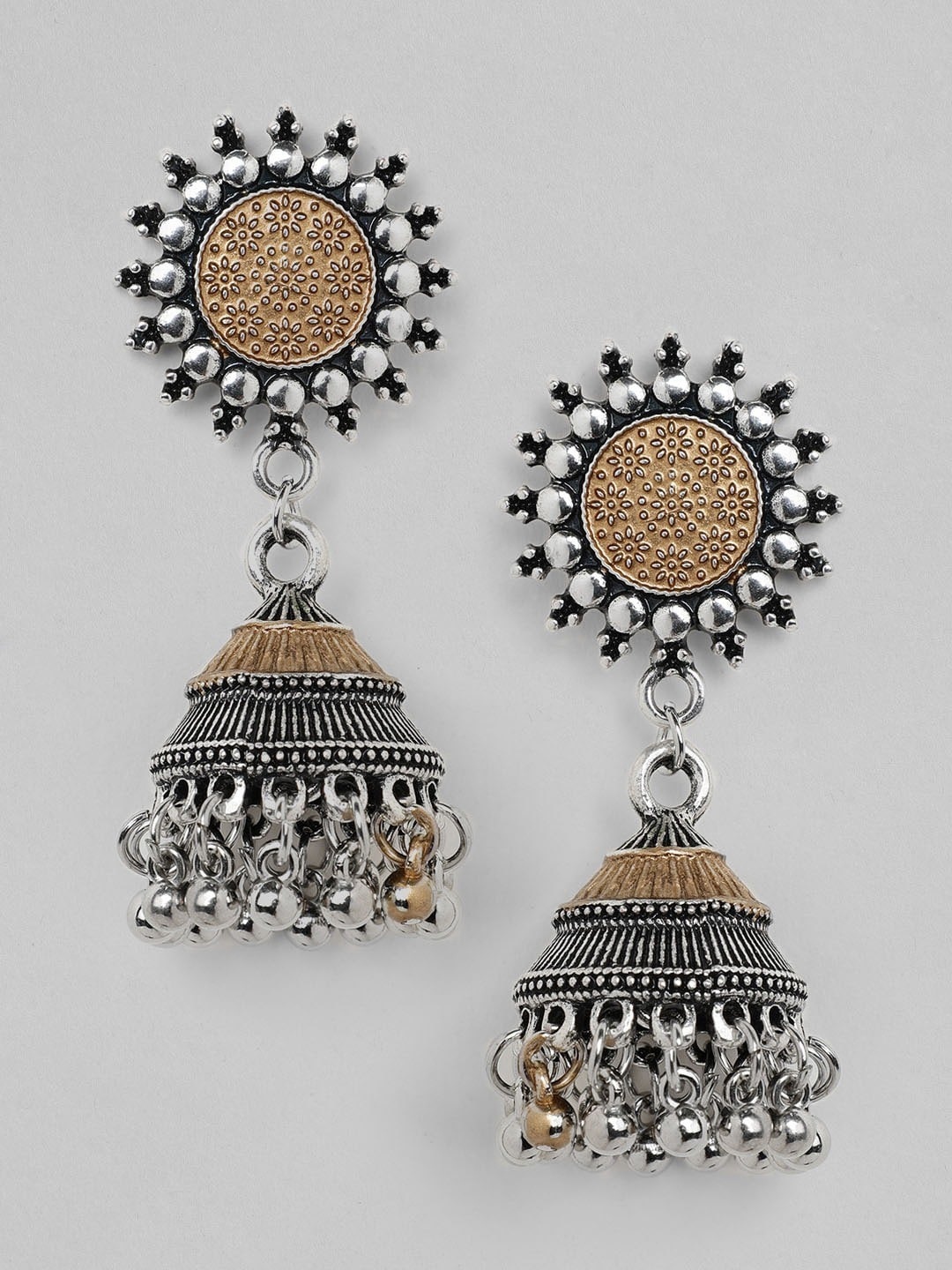 

Anouk Woman Sunny-side Oxidized Silver-Toned Classic Jhumkas Earrings