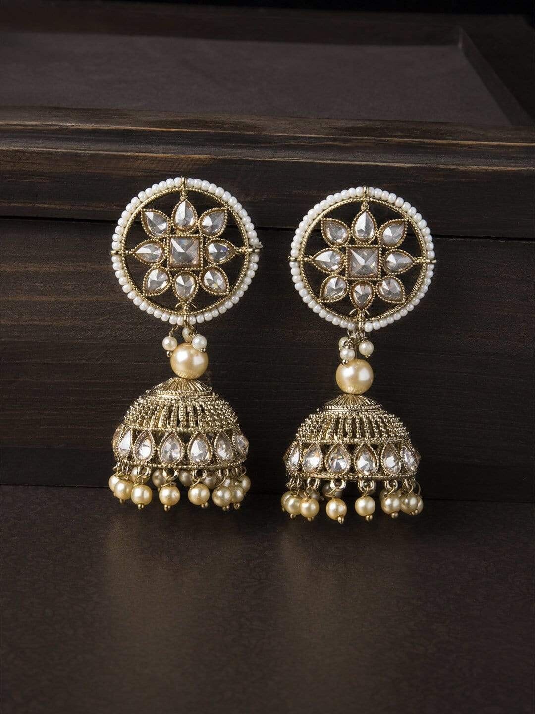 

Anouk Gold-Toned & Plated Sun Wheel Circular Handcrafted Jhumkas Earrings