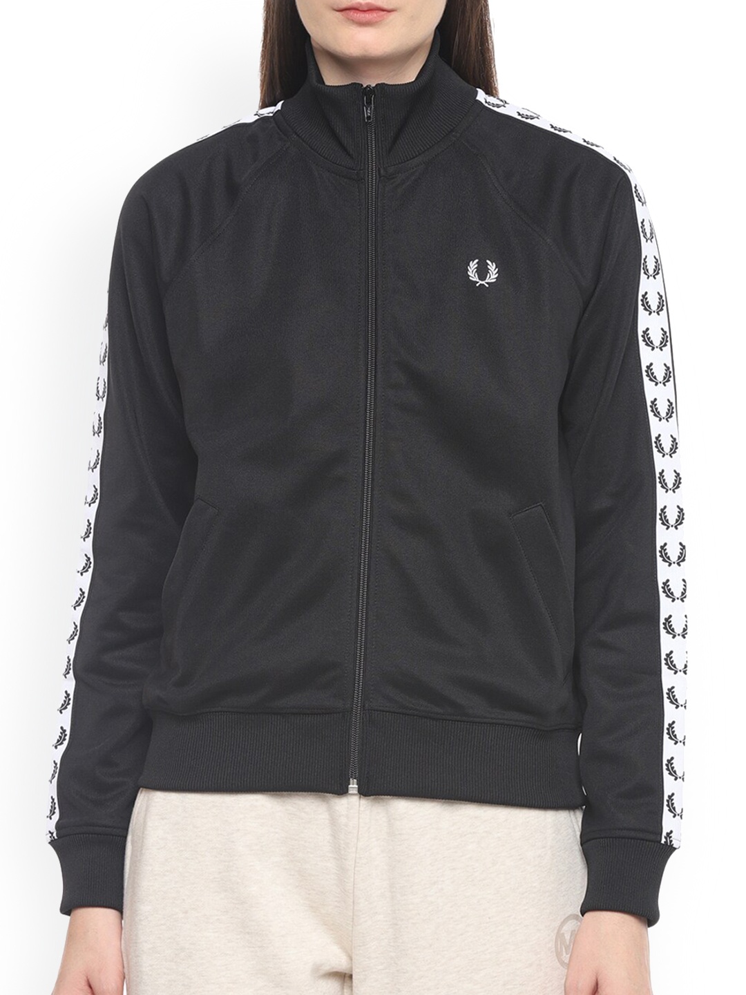 

Fred Perry Women Black Organic Cotton Sporty Jacket