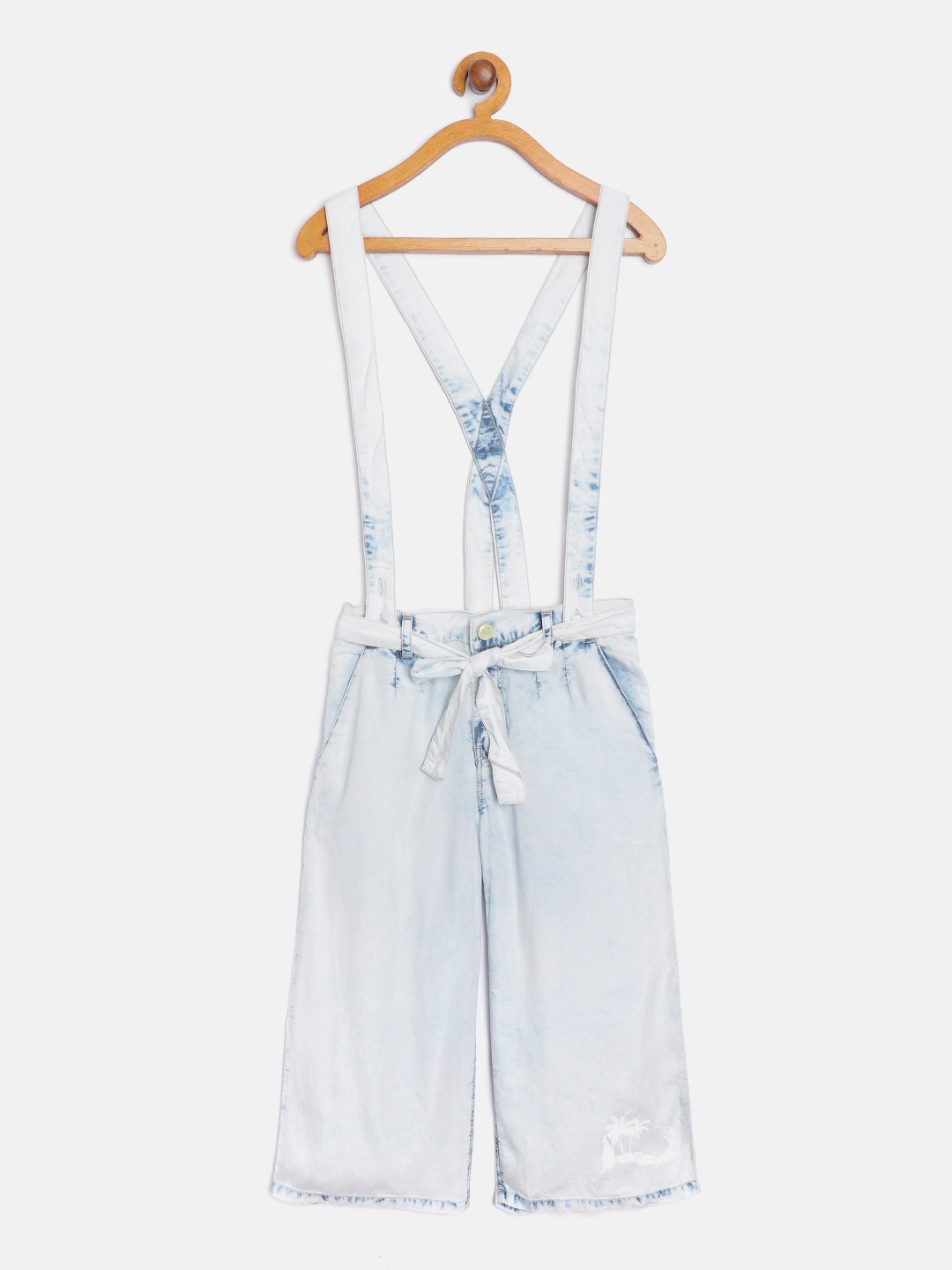 

Gini and Jony Girls Blue Solid Culottes with Detachable Suspenders