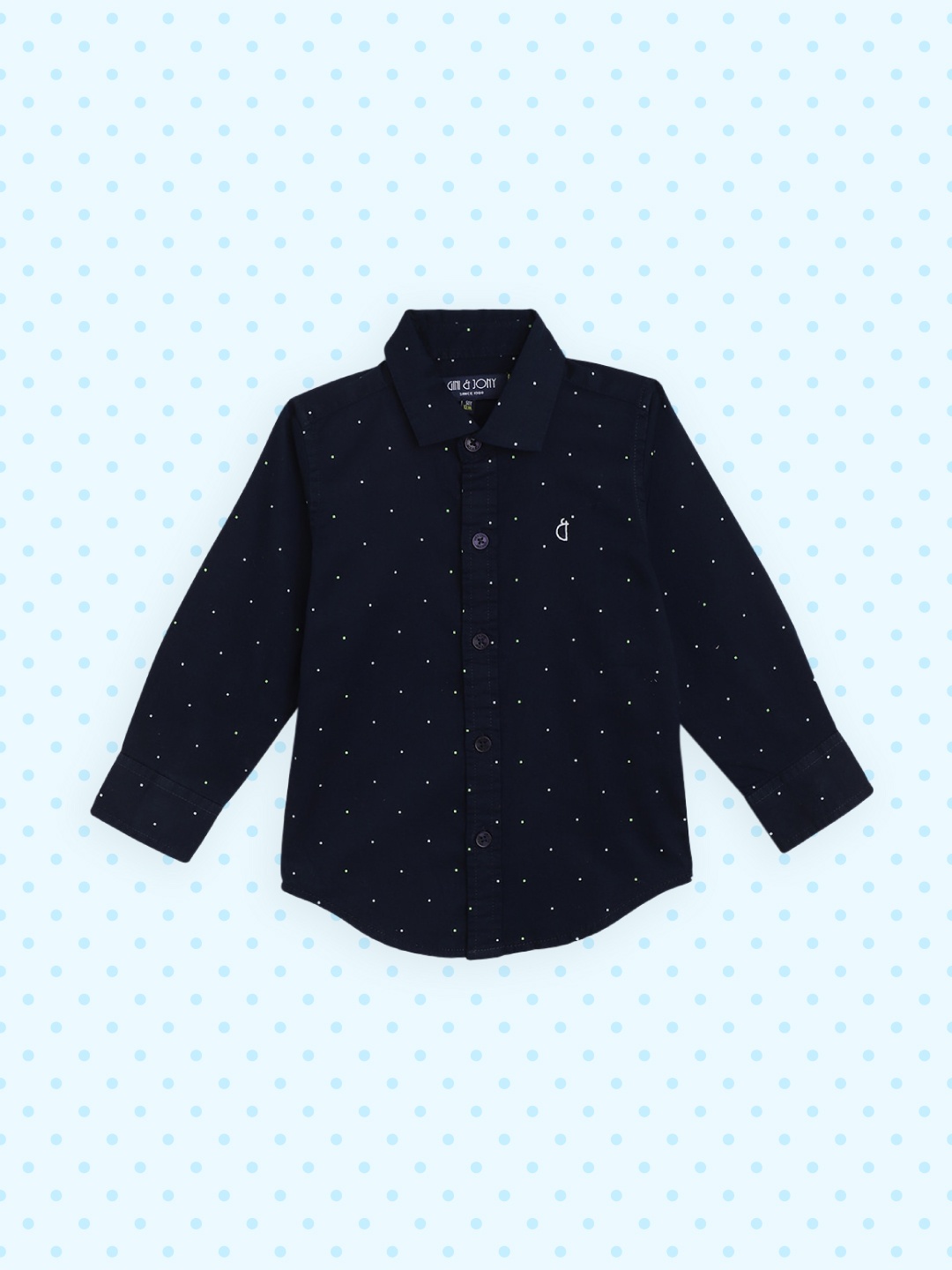 

Gini and Jony Boys Navy Blue & White Pure Cotton Slim Fit Ditsy Print Casual Shirt