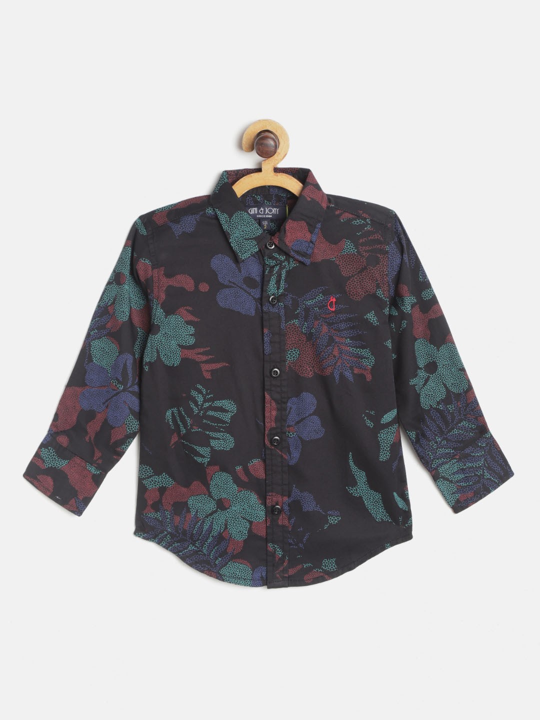 

Gini and Jony Boys Black Floral Floral Printed Casual Shirt