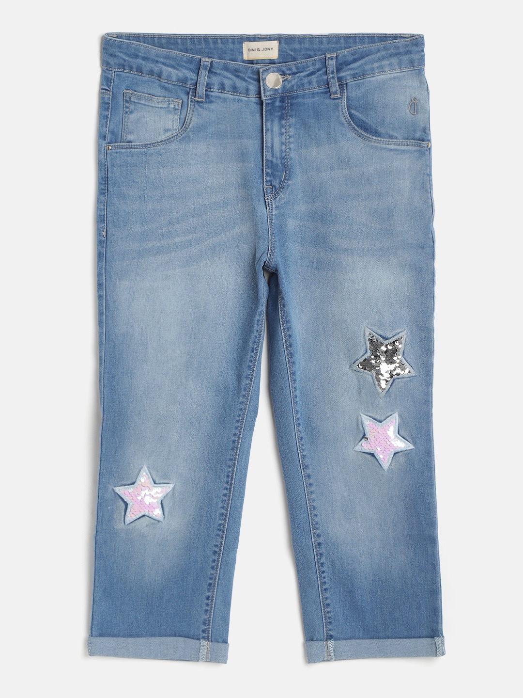 

Gini and Jony Girls Blue Washed Capris