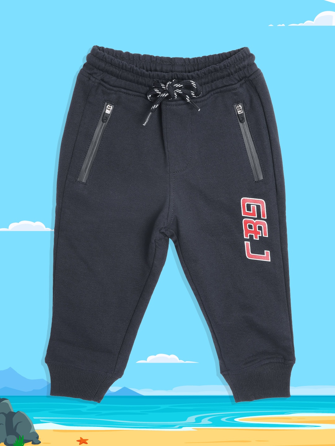 

Gini and Jony Boys Navy Blue Solid Joggers