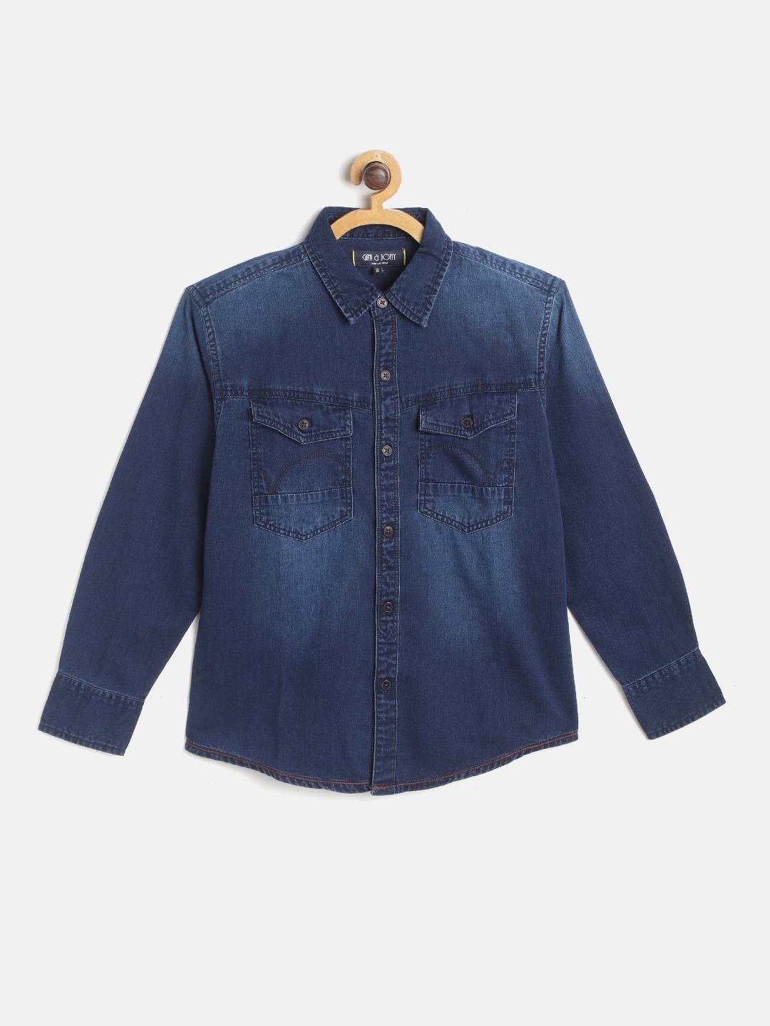 

Gini and Jony Boys Navy Blue Denim Solid Casual Shirt