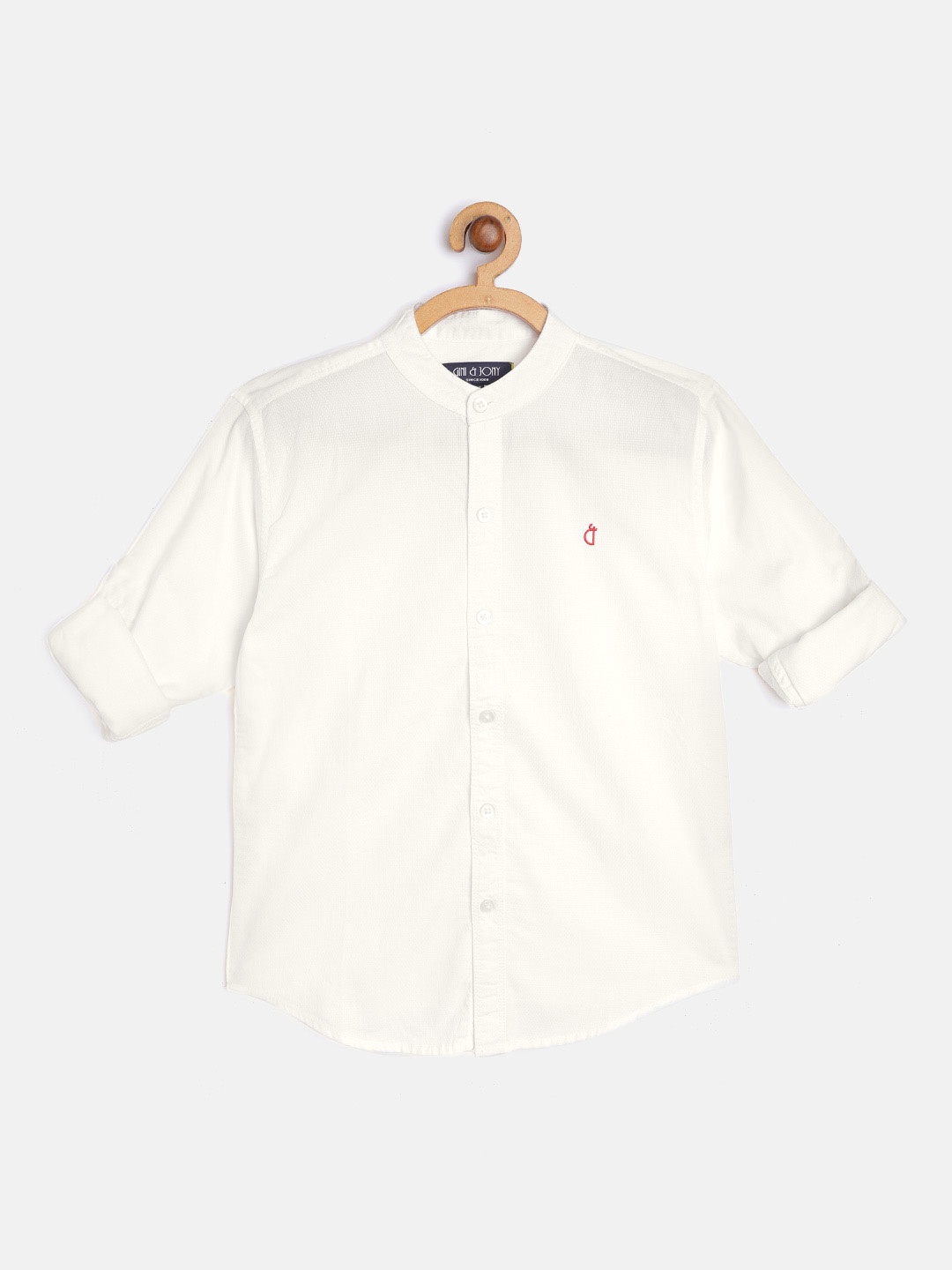 

Gini and Jony Boys Off White Self Design Cotton Casual Shirt