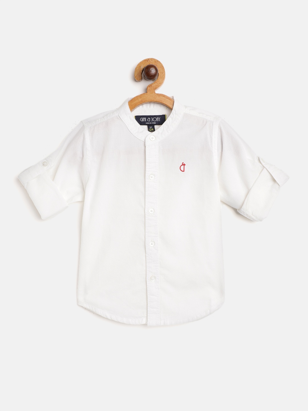 

Gini and Jony Infant Boys White Solid Cotton Casual Shirt