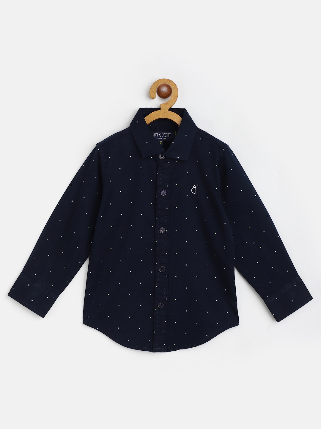 

Gini and Jony Boys Navy Blue & White Pure Cotton Slim Fit Ditsy Print Casual Shirt