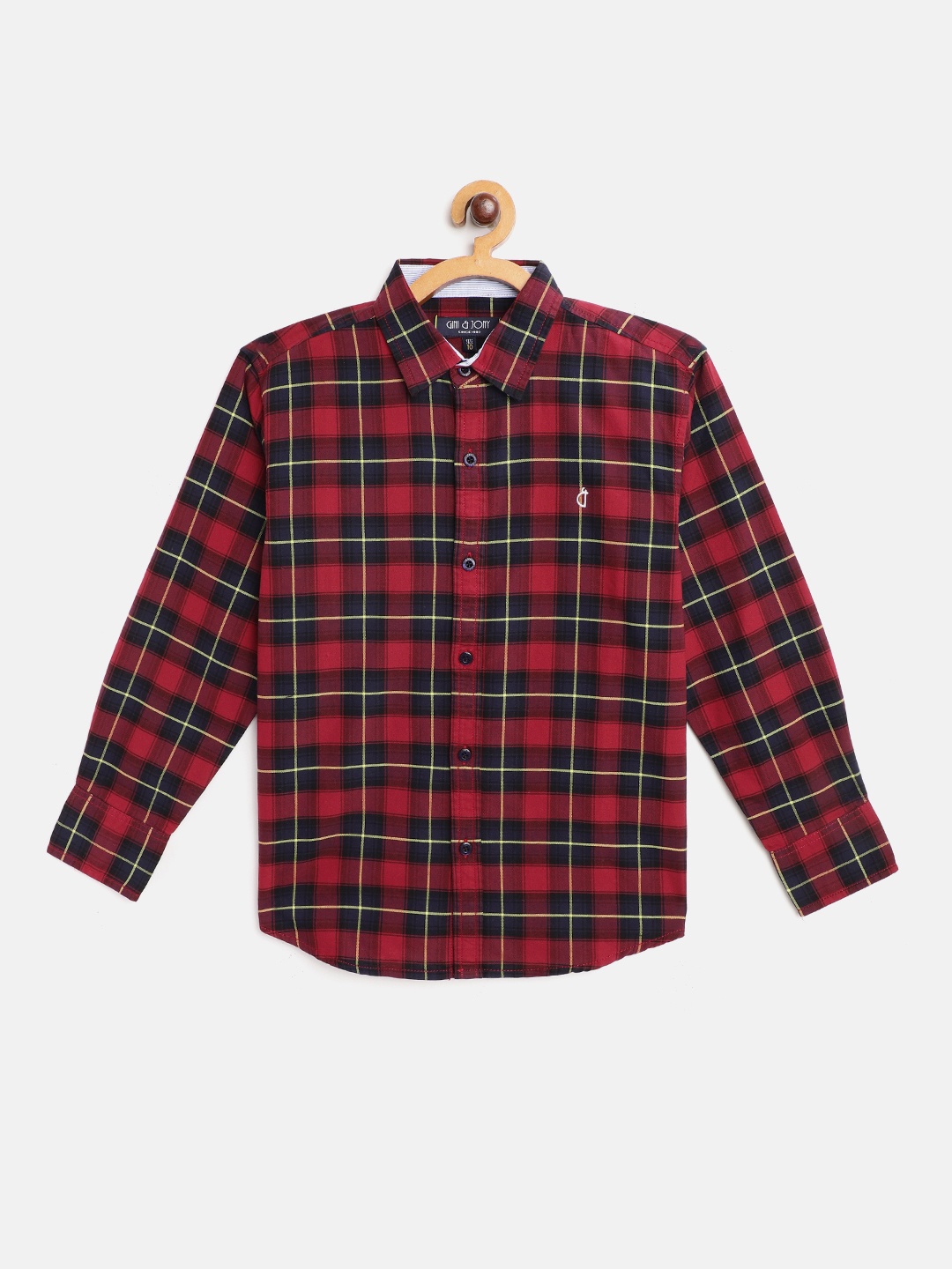

Gini and Jony Boys Red & Navy Blue Tartan Checked Cotton Casual Shirt