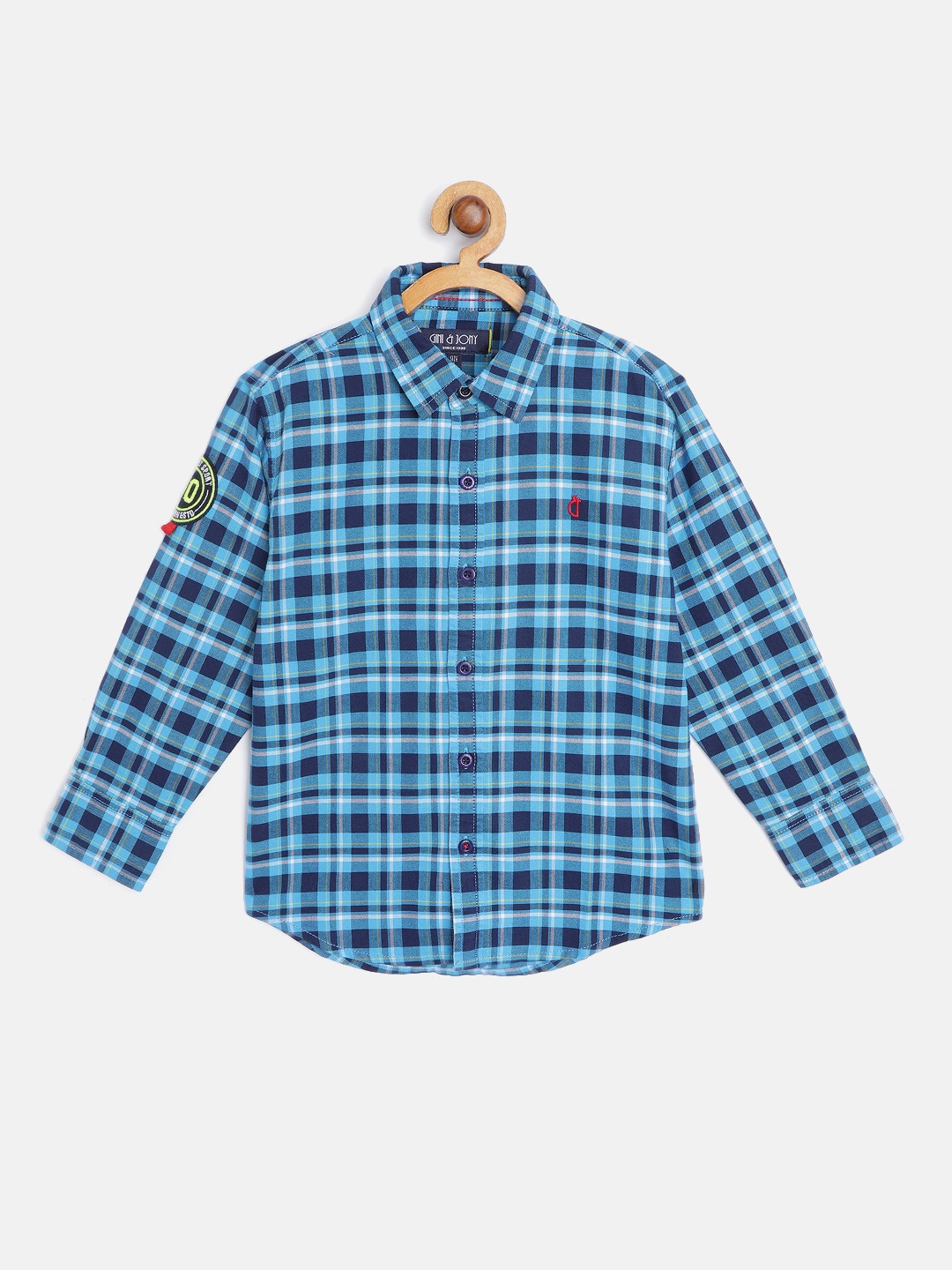 

Gini and Jony Boys Blue Cotton Tartan Checked Casual Shirt