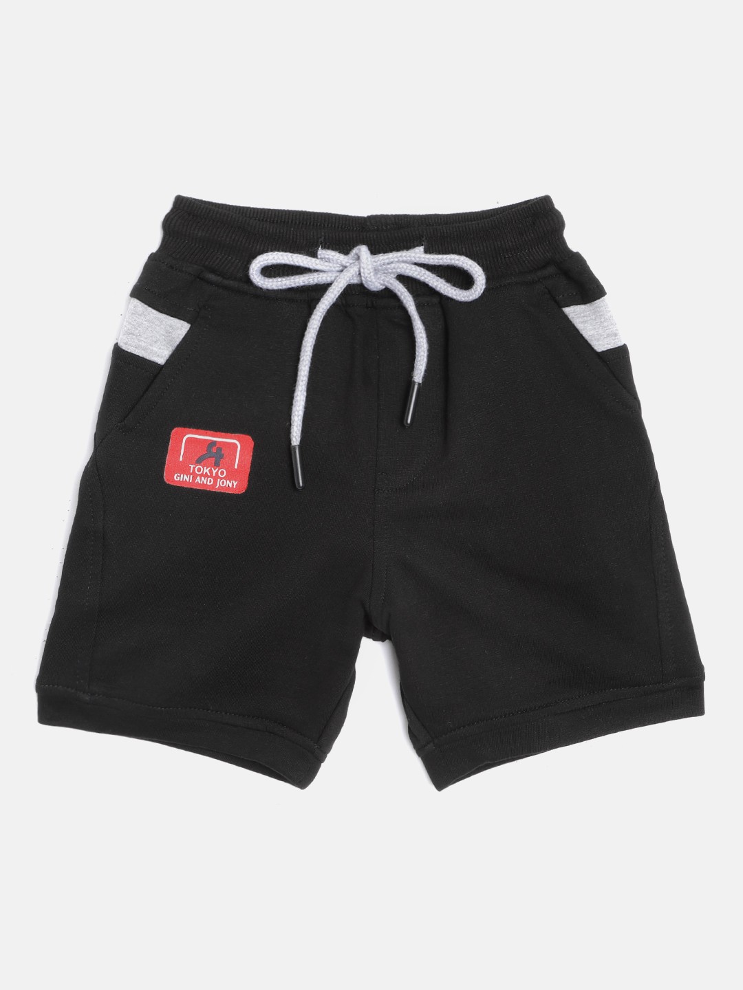 

Gini and Jony Infant Boys Black Solid Pure Cotton Regular Shorts