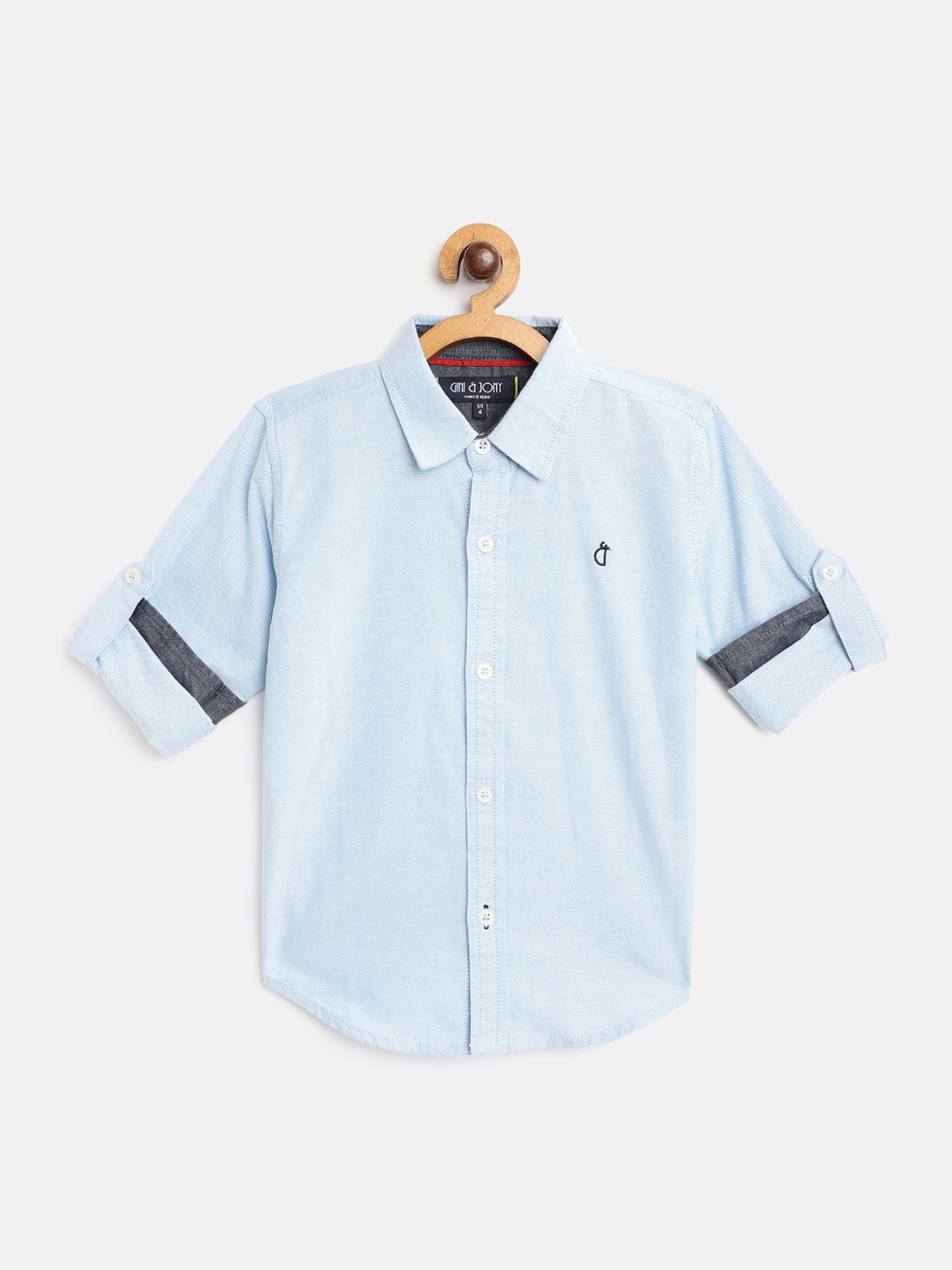 

Gini and Jony Boys Blue Solid Casual Cotton Shirt