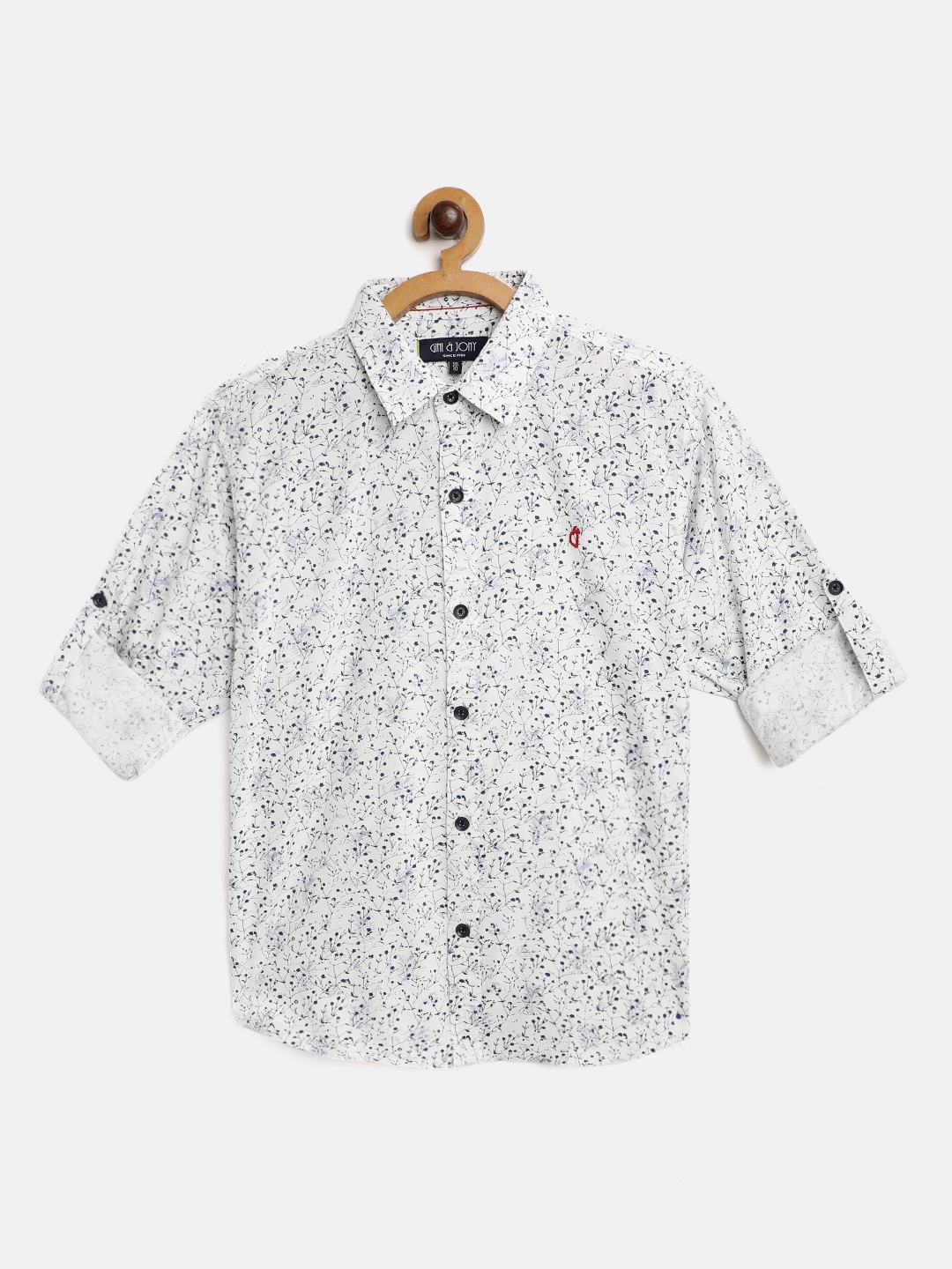 

Gini and Jony Boys White Graphic Print Cotton Casual Shirt