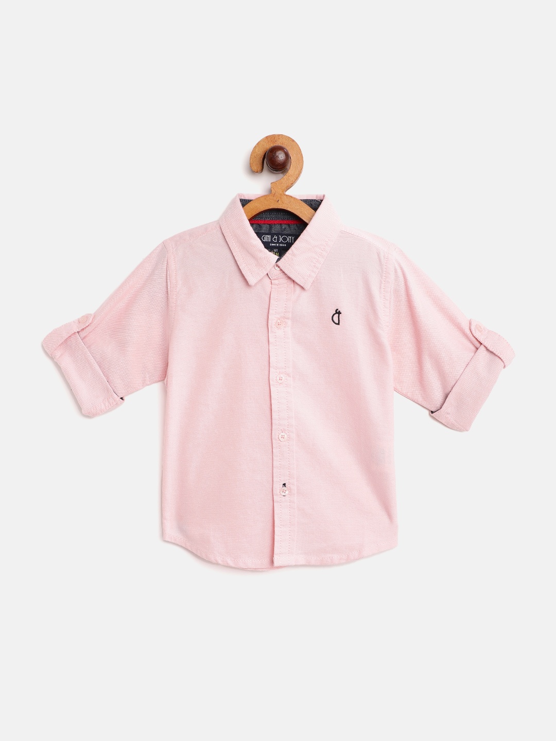 

Gini and Jony Boys Pink Solid Cotton Casual Shirt