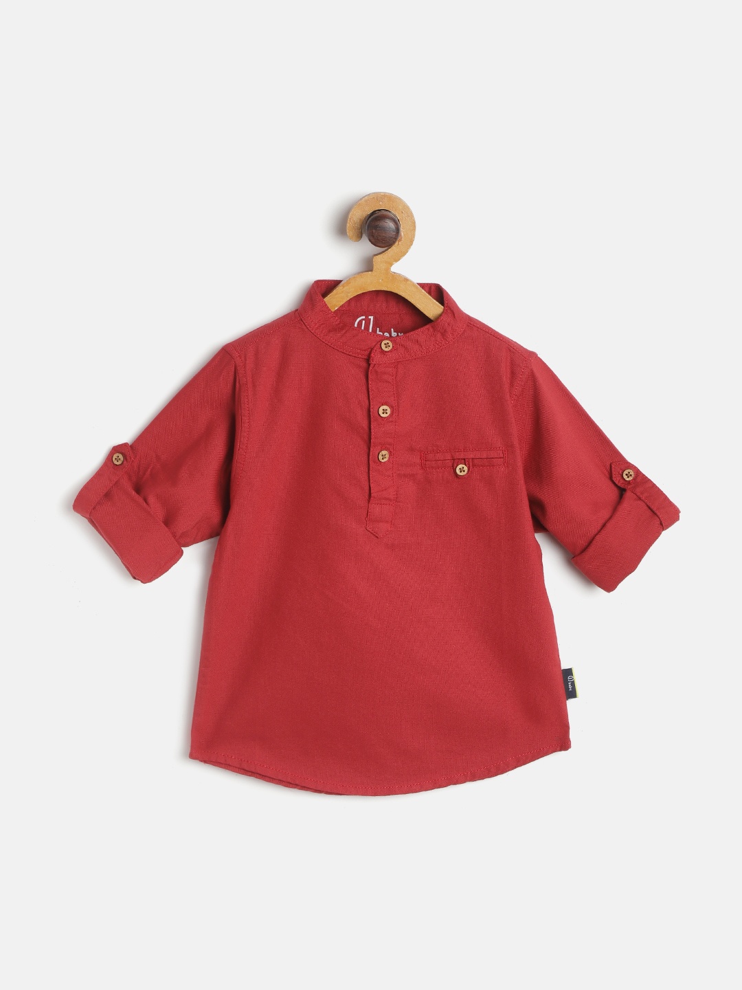 

Gini and Jony Infant Boys Red Solid Pure Cotton Casual Shirt