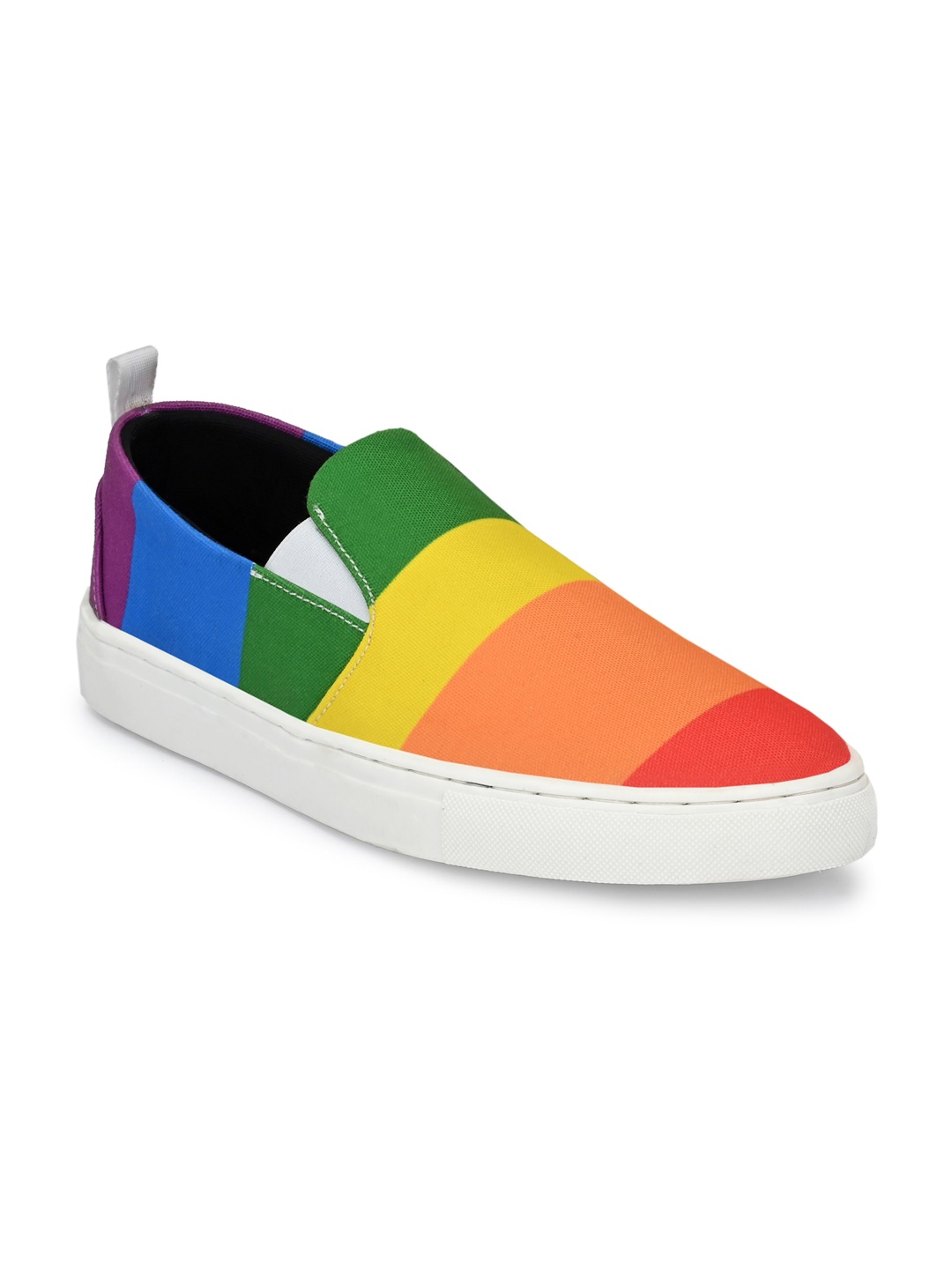 

EXTRIMOS Men Green & Multicoloured Striped Slip On Sneakers