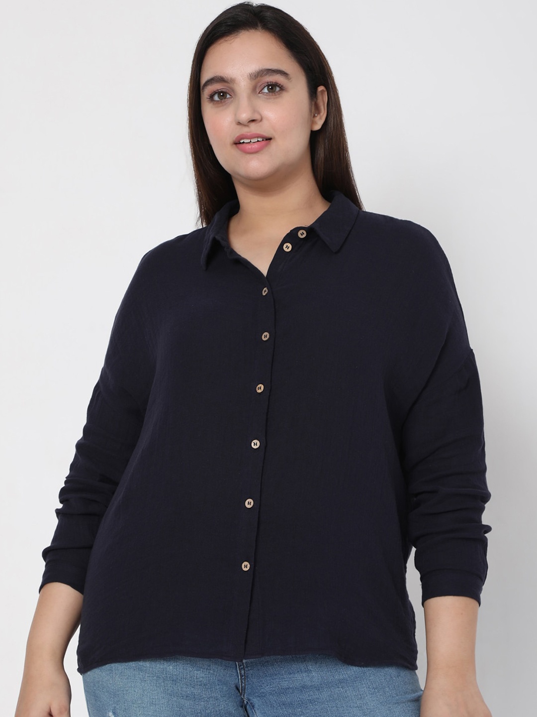 

VERO MODA CURVE Women Blue Opaque Casual Shirt