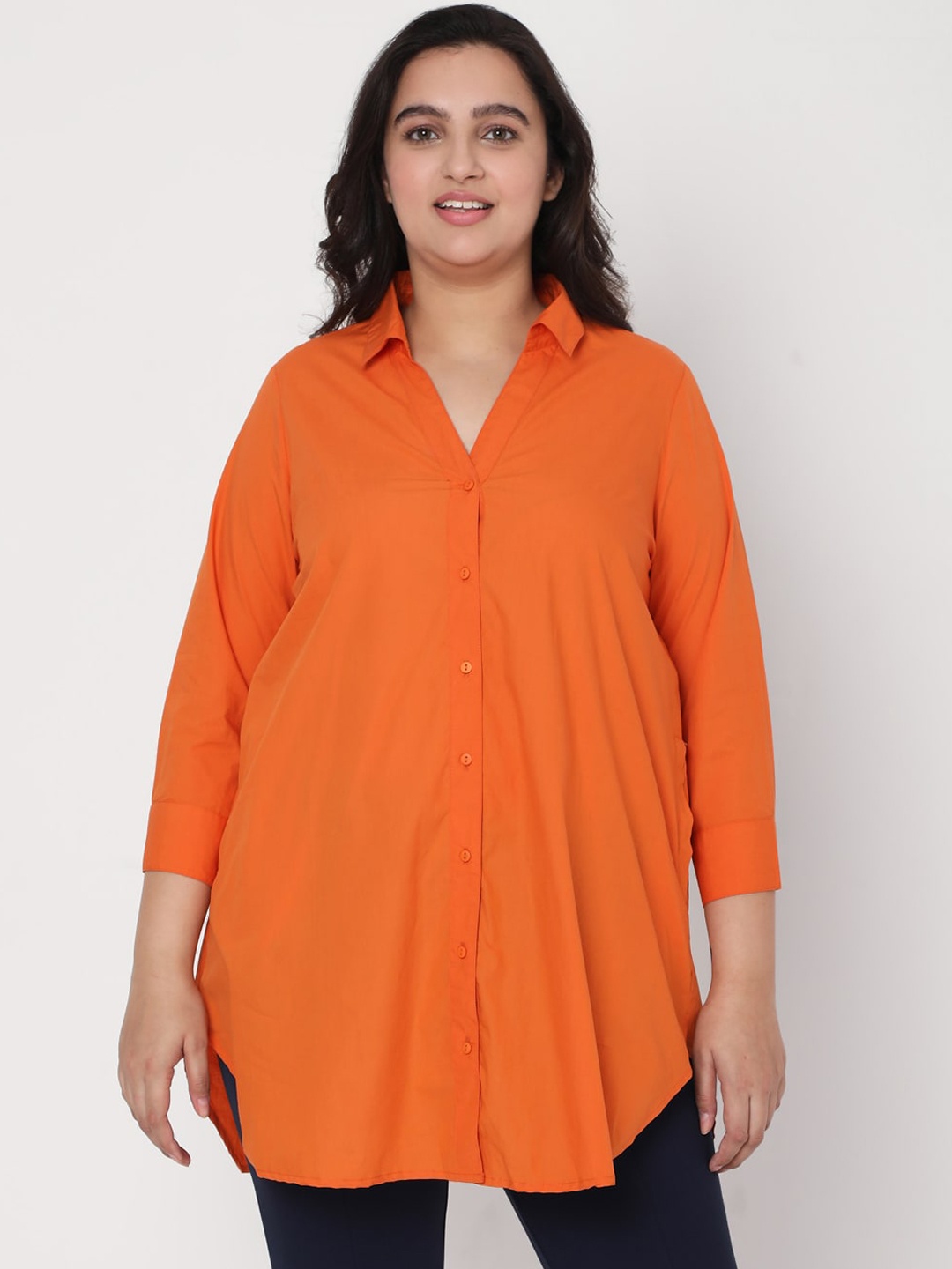 

VERO MODA CURVE Women Orange Opaque Casual Shirt