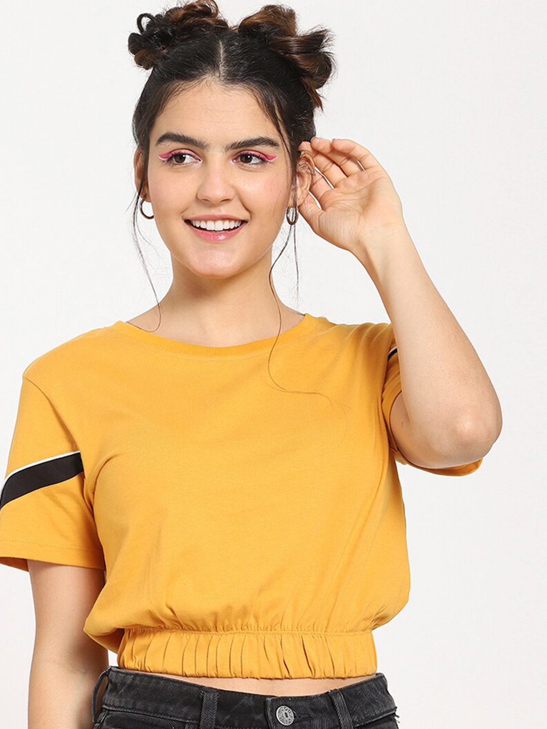 

Bewakoof Women Yellow Regular Crop Top