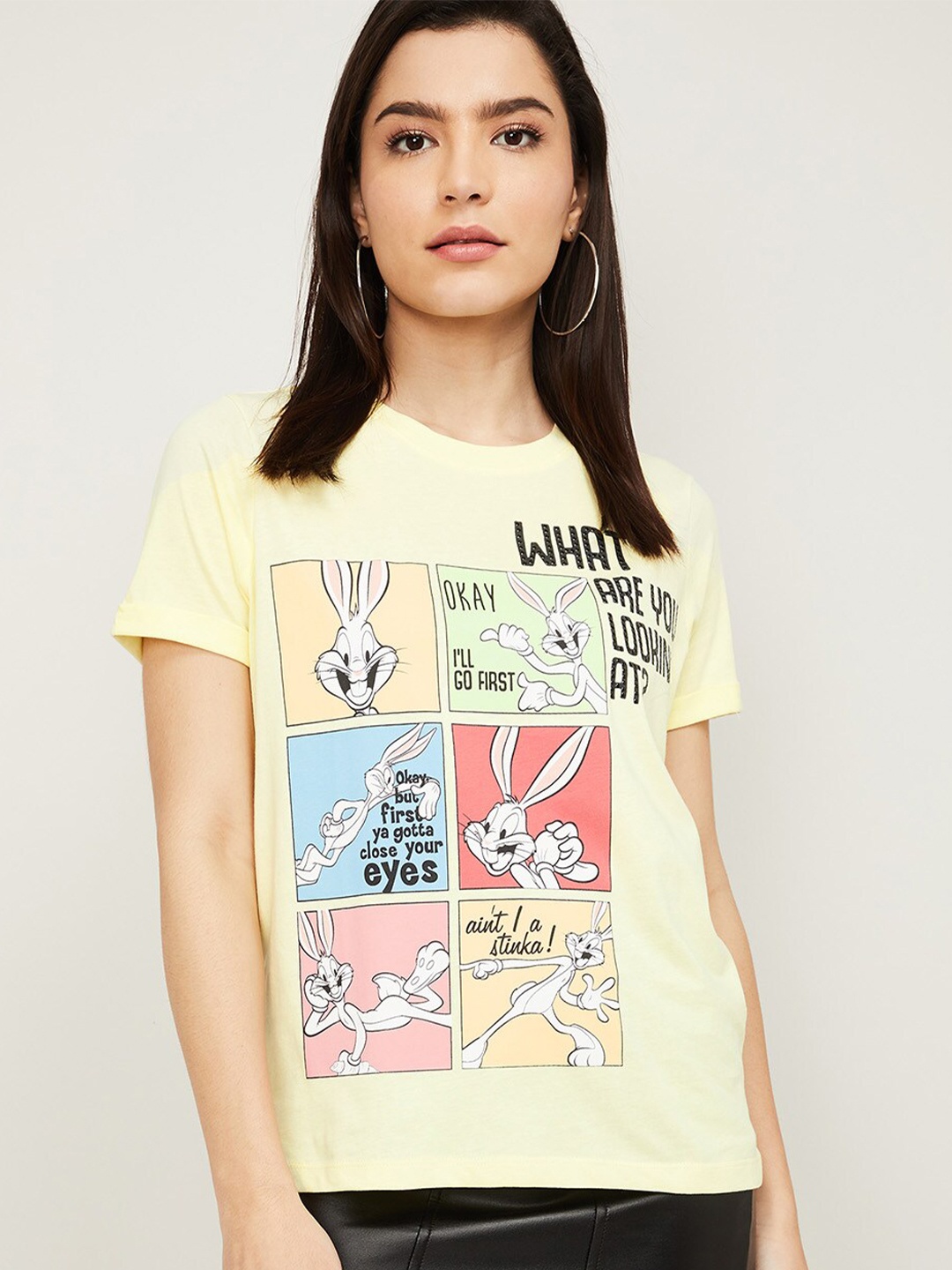

Ginger by Lifestyle Women Yellow Typography Printed Pockets T-shirt
