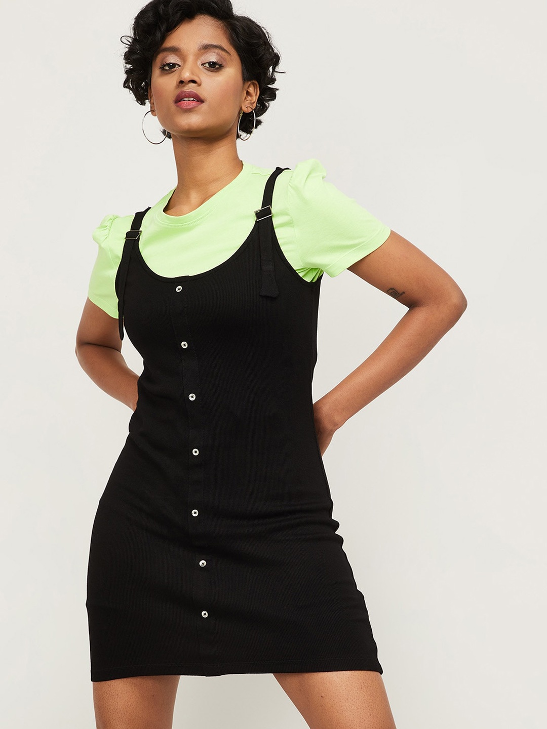 

Ginger by Lifestyle Women Black Pinafore Dress