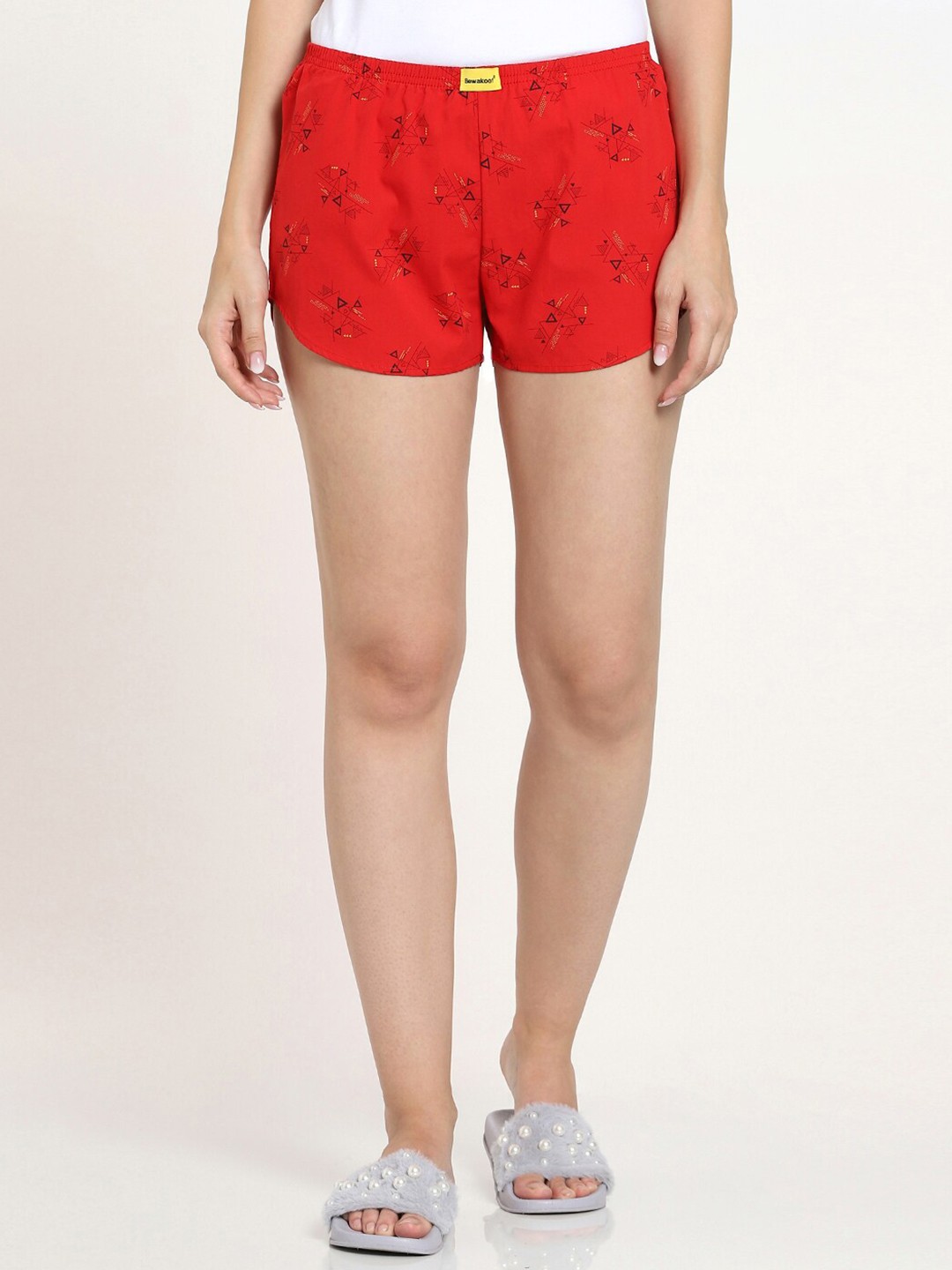 

Bewakoof Women Red & Black Printed Lounge Shorts