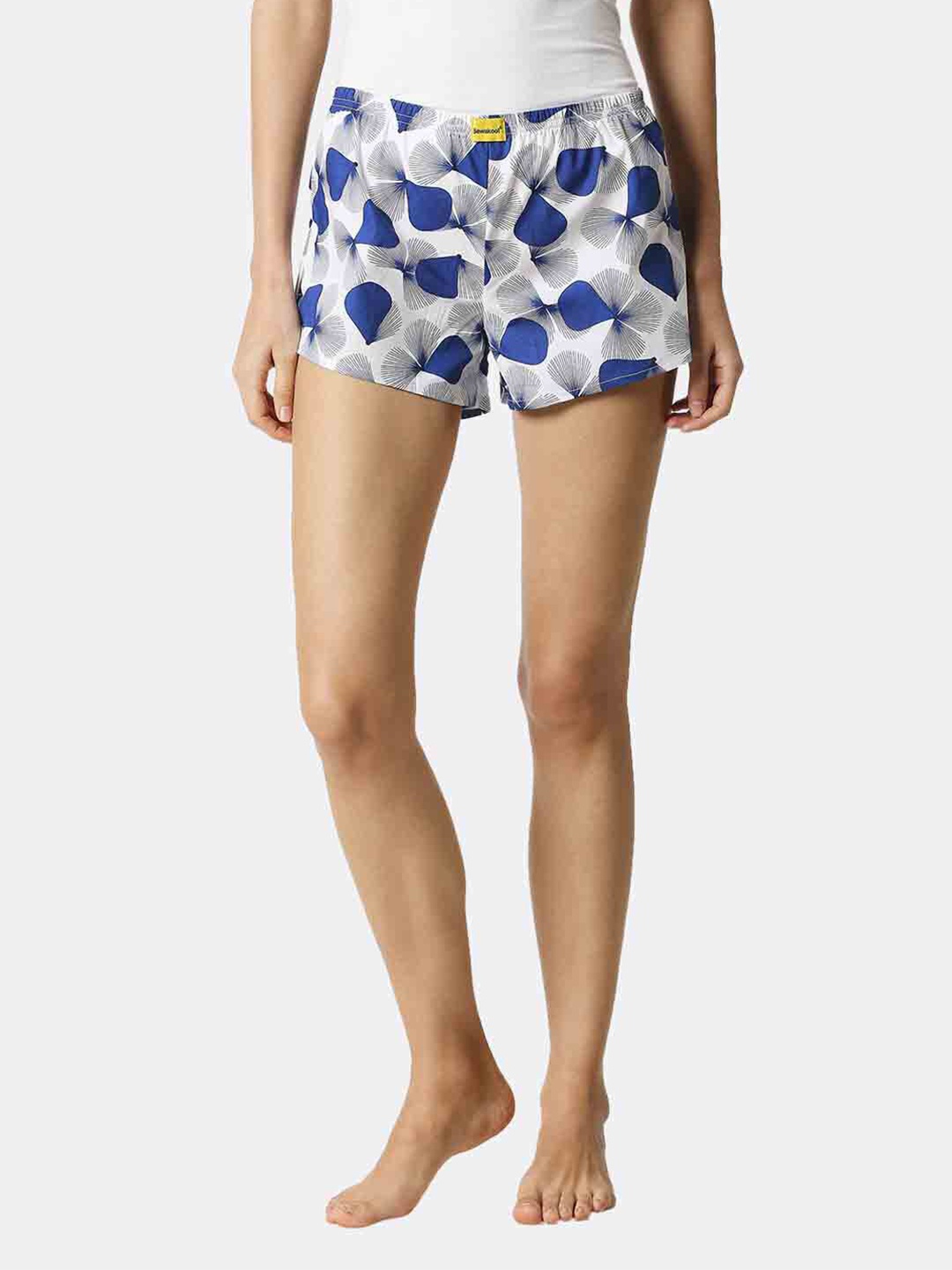 

Bewakoof Women White & Blue Lounge Shorts