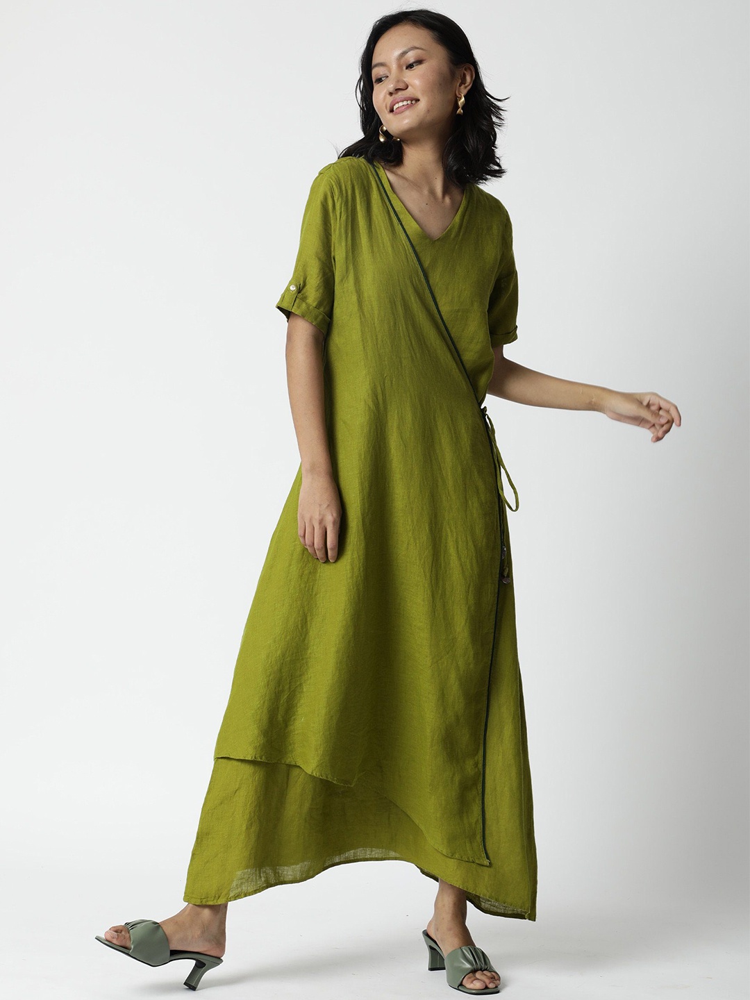 

RAREISM Green Linen Maxi Dress