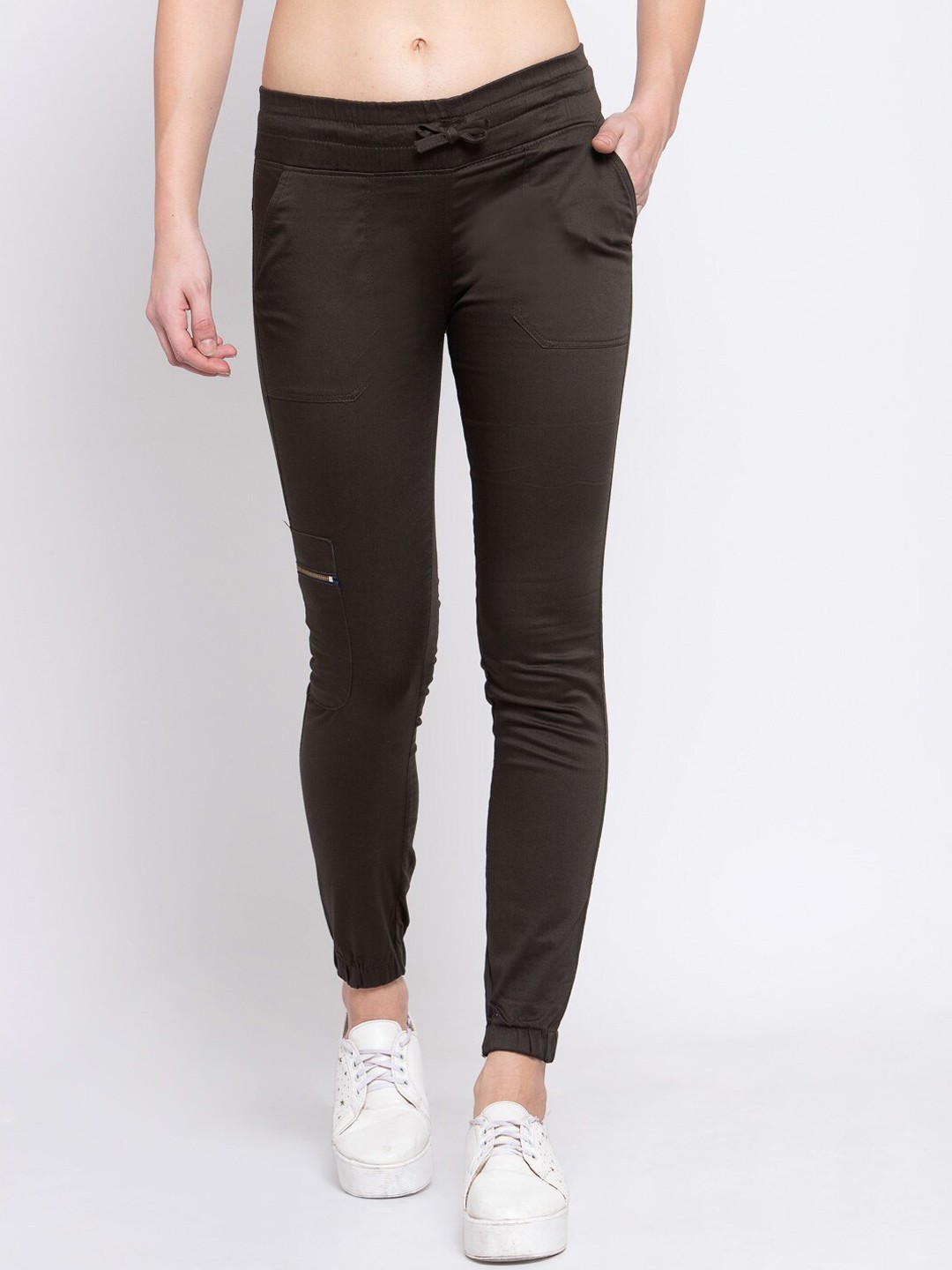 

Xee Unisex Olive Green Solid Skinny Fit Joggers