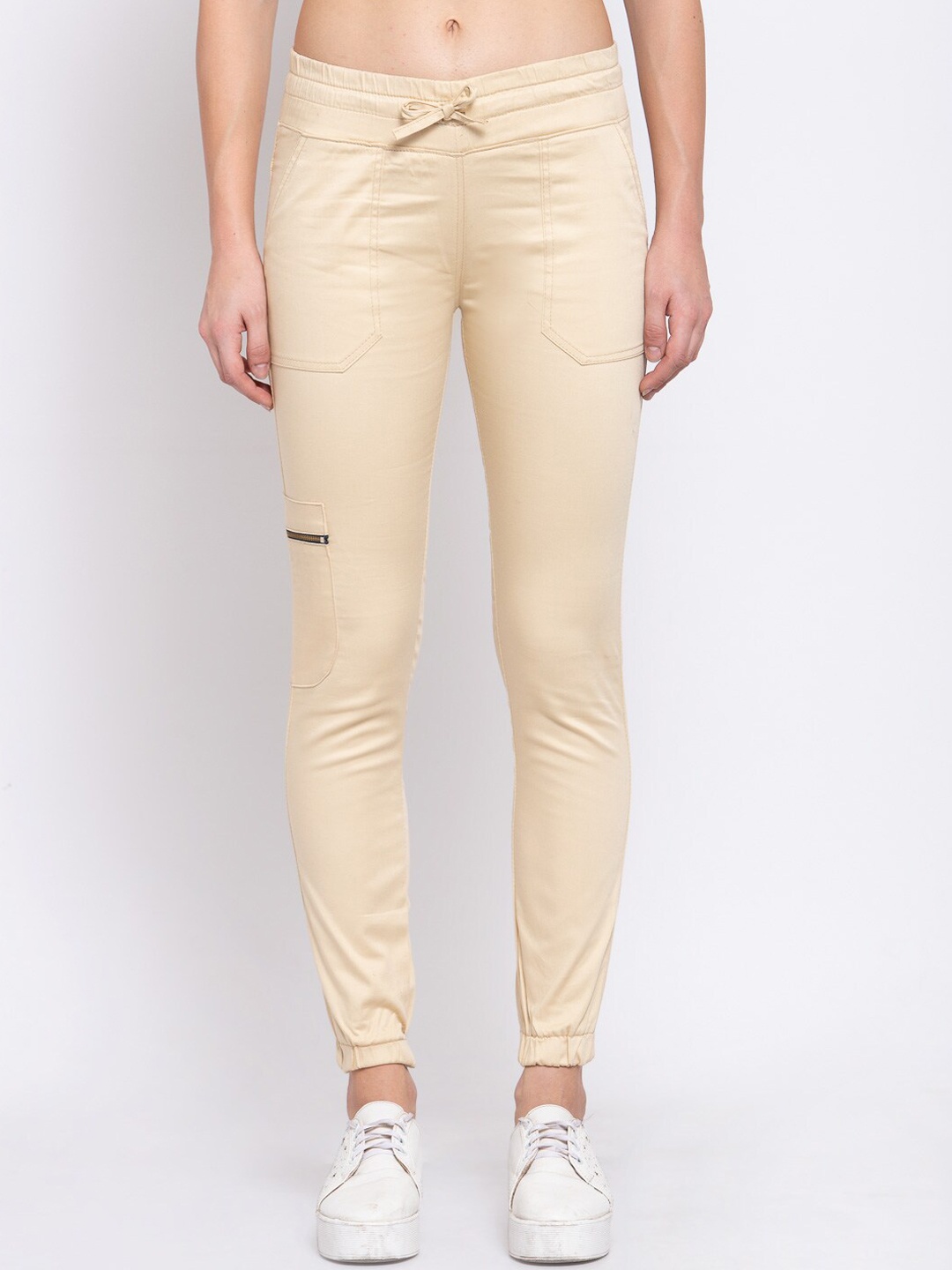 

Xee Unisex Beige Solid Skinny Fit Joggers