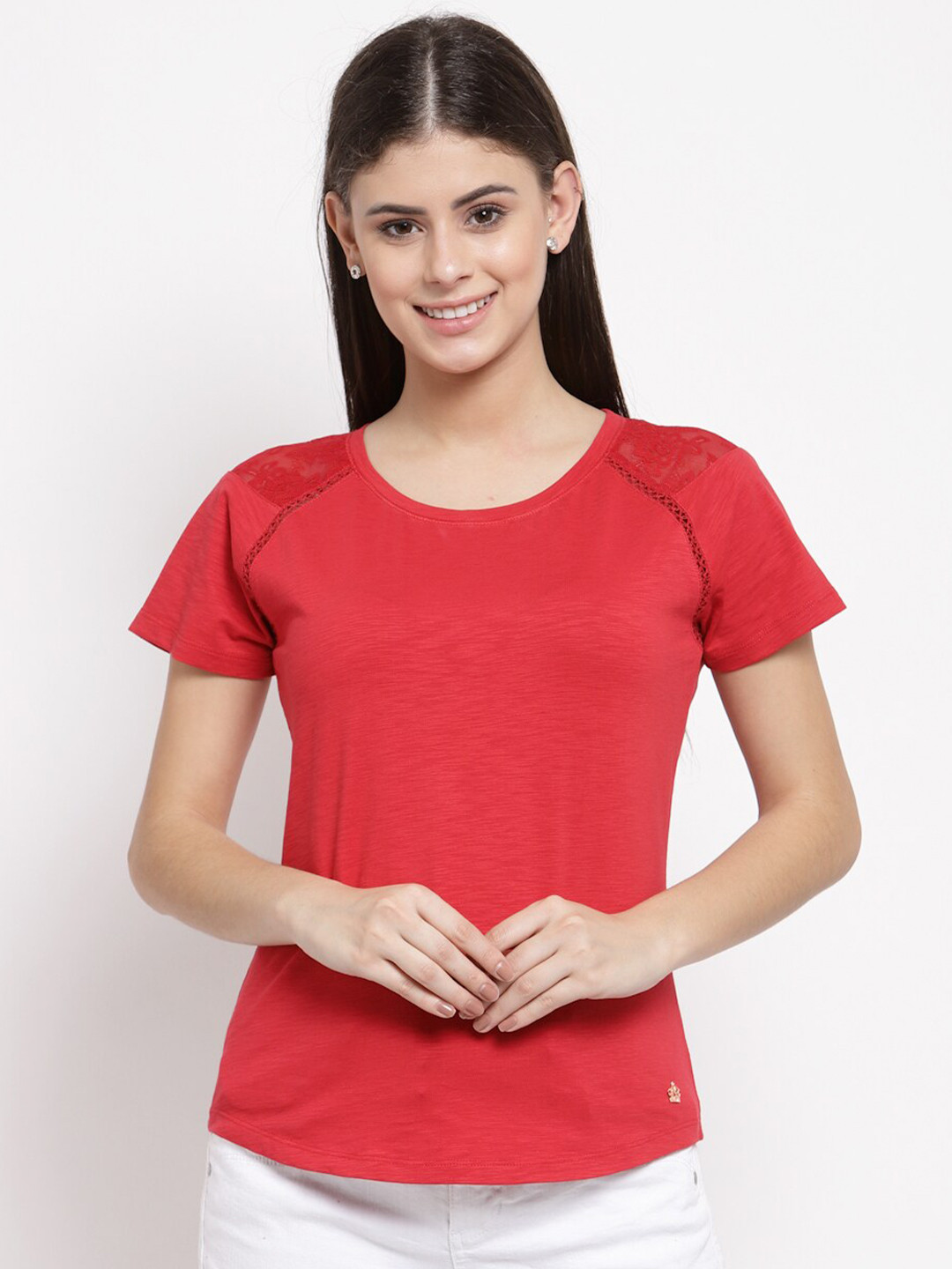 

Juelle Women Red Cotton T-shirt