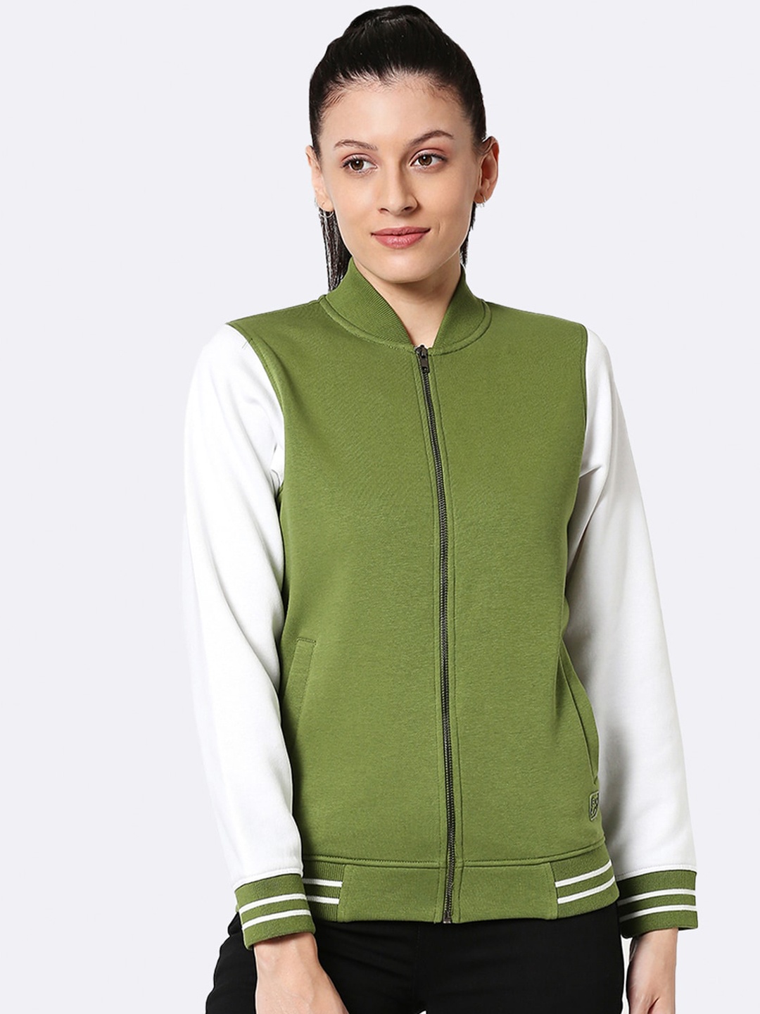 

Bewakoof Women Green Bomber Jacket