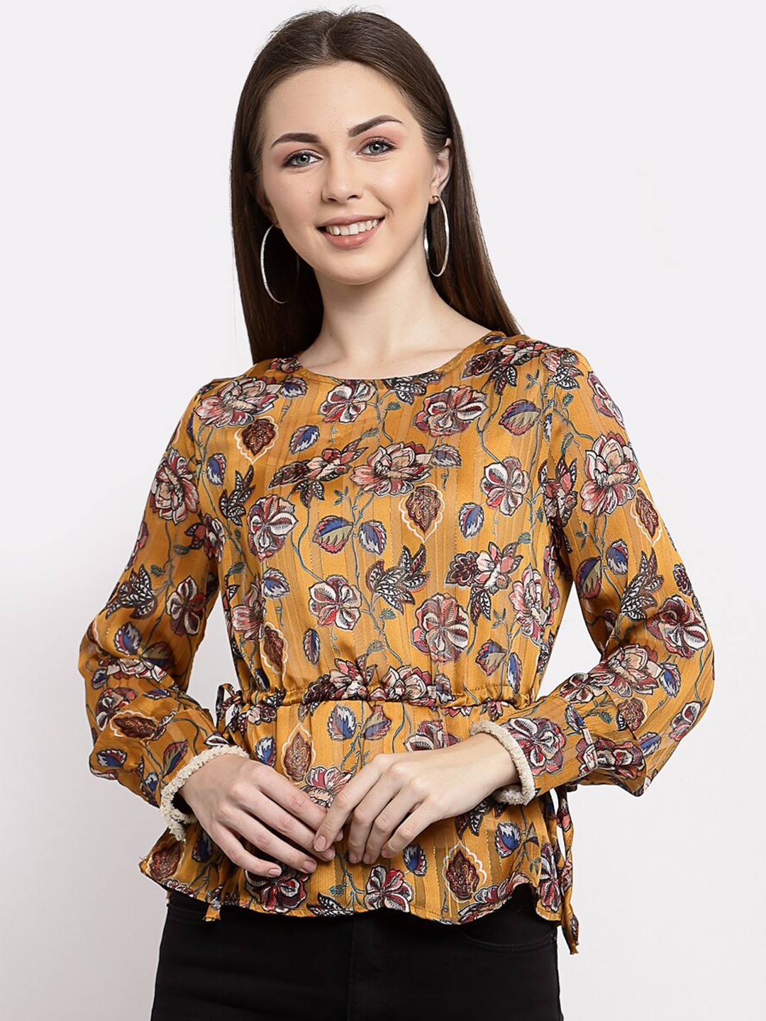 

Mafadeny Mustard Yellow Peplum Top