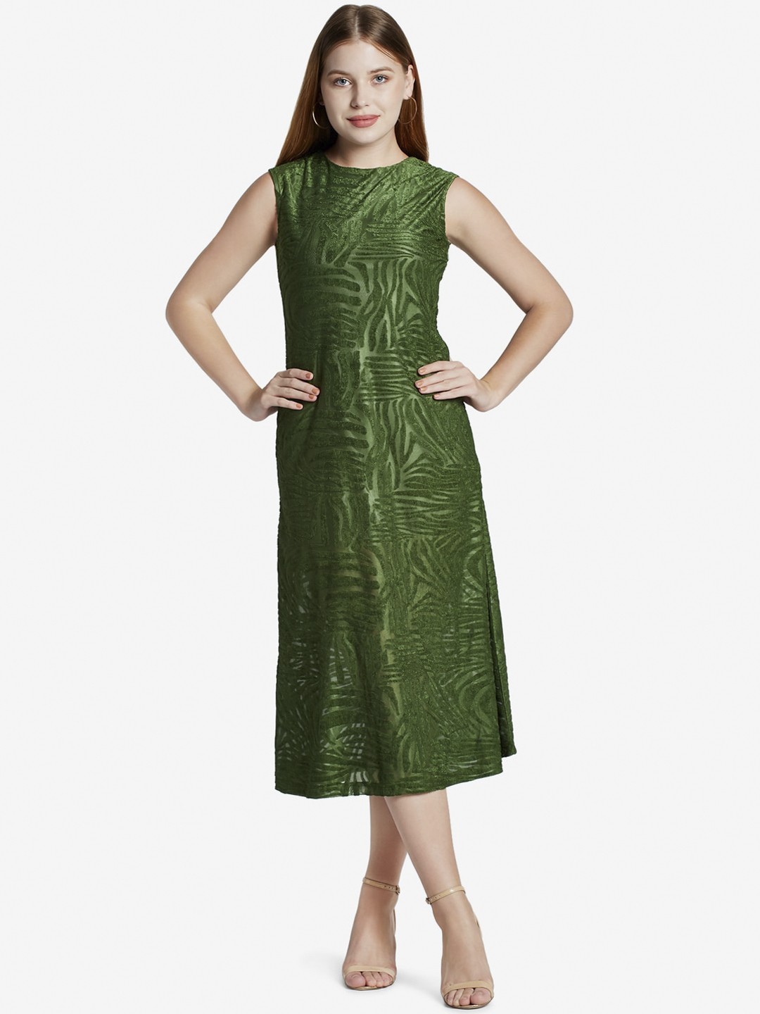 

Emmyrobe Olive Green A-Line Midi Dress