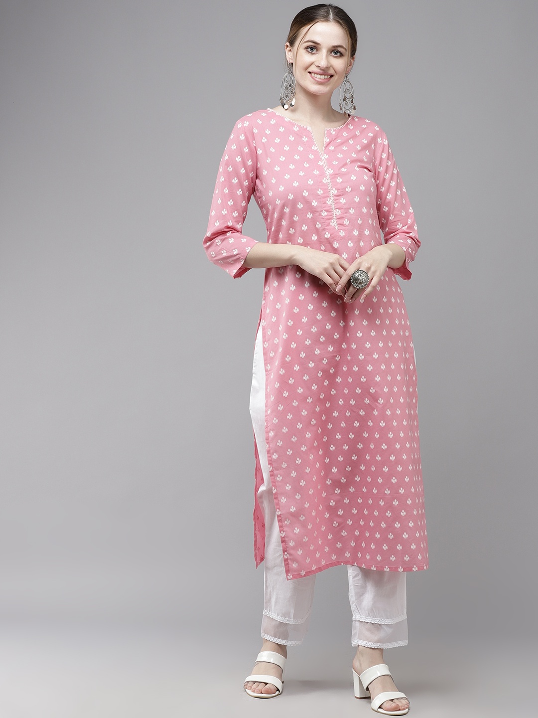 

Indo Era Women Pink Printed Kurta