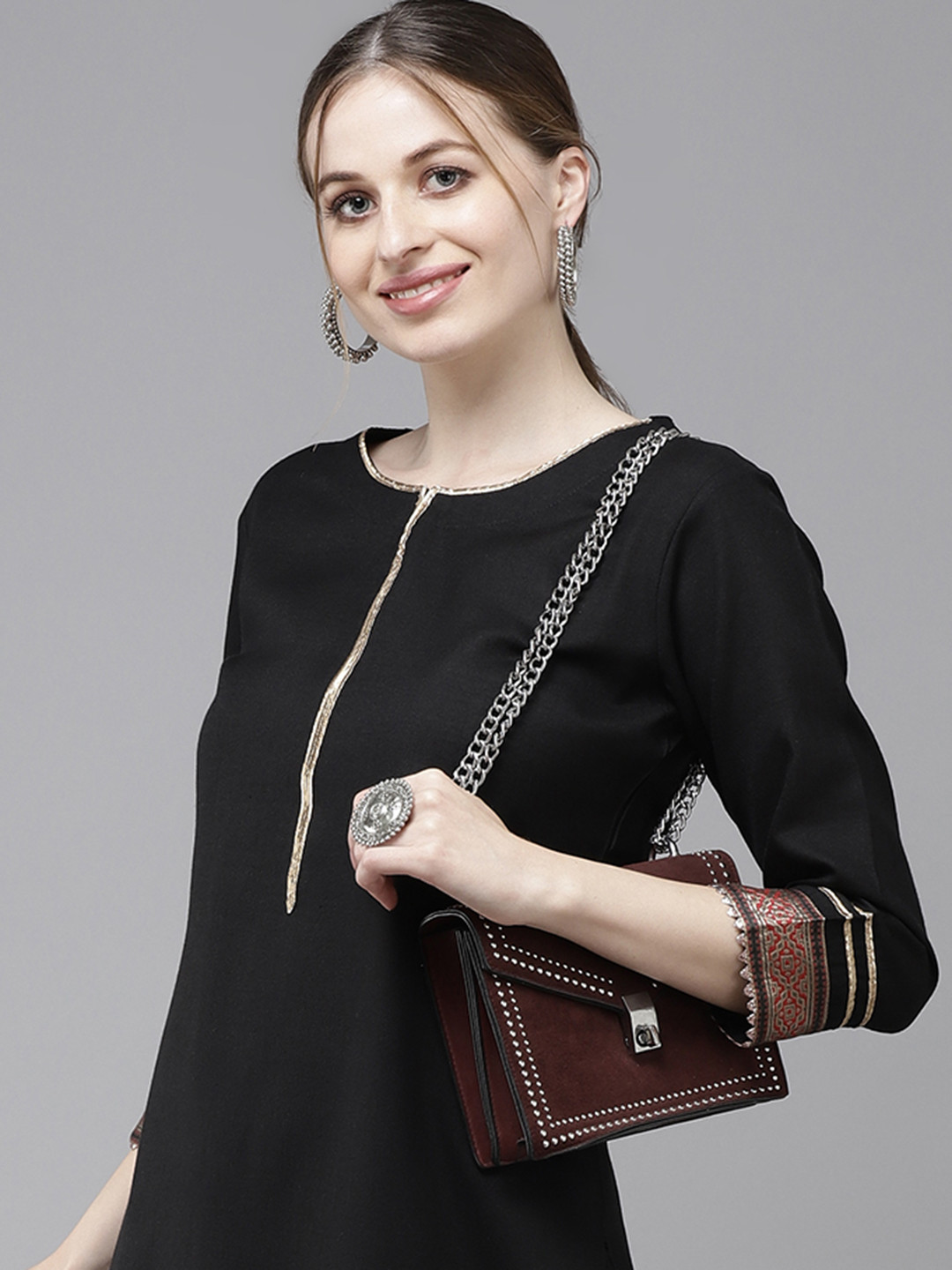 

Indo Era Women Black Regular Liva Kurta with Palazzos